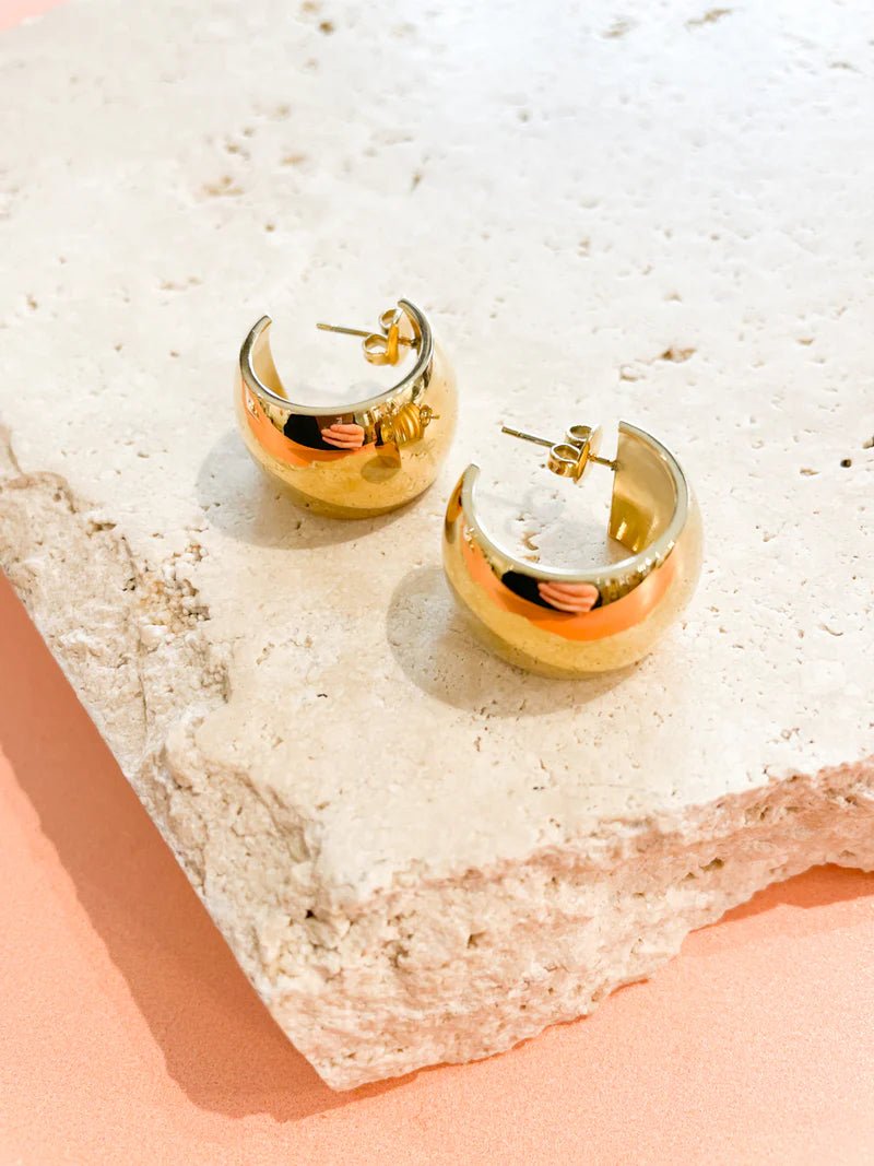 Flat Half Loop 18K Gold Plated Earrings - Something For Me​​