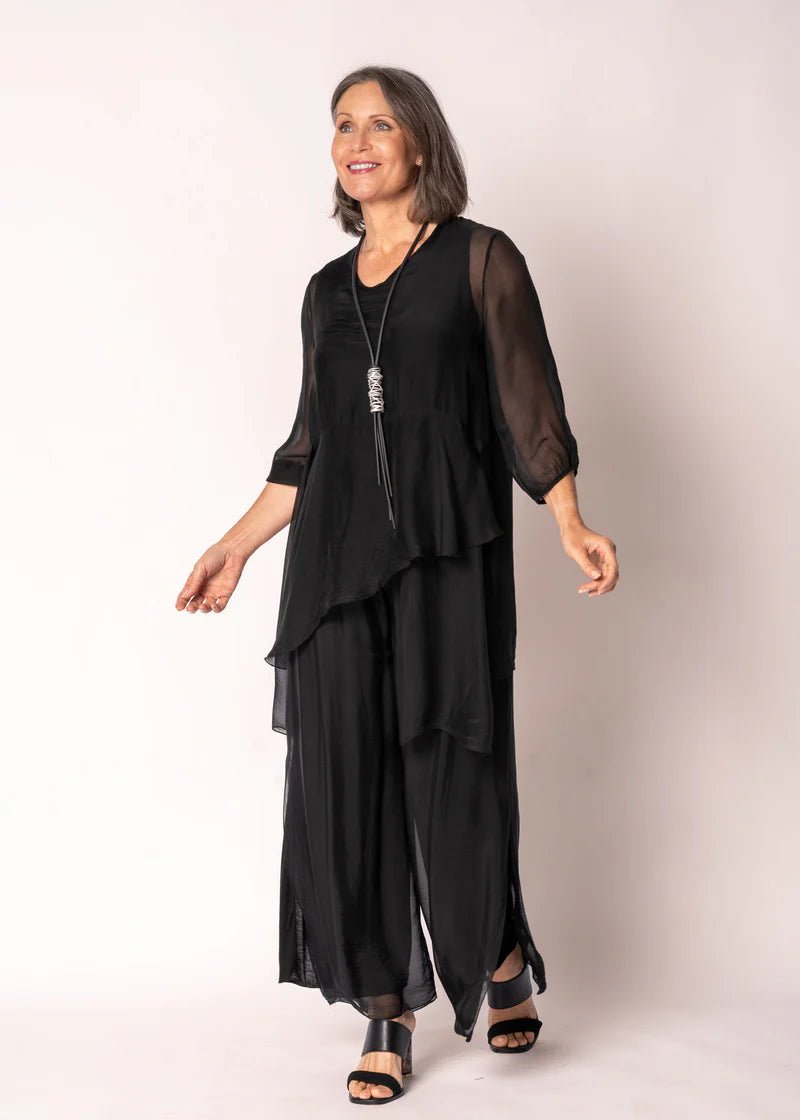 Floren Silk Top (Onyx) - Something For Me​​