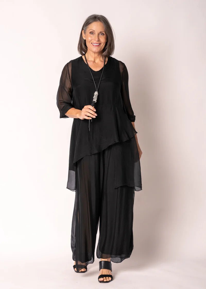 Floren Silk Top (Onyx) - Something For Me​​