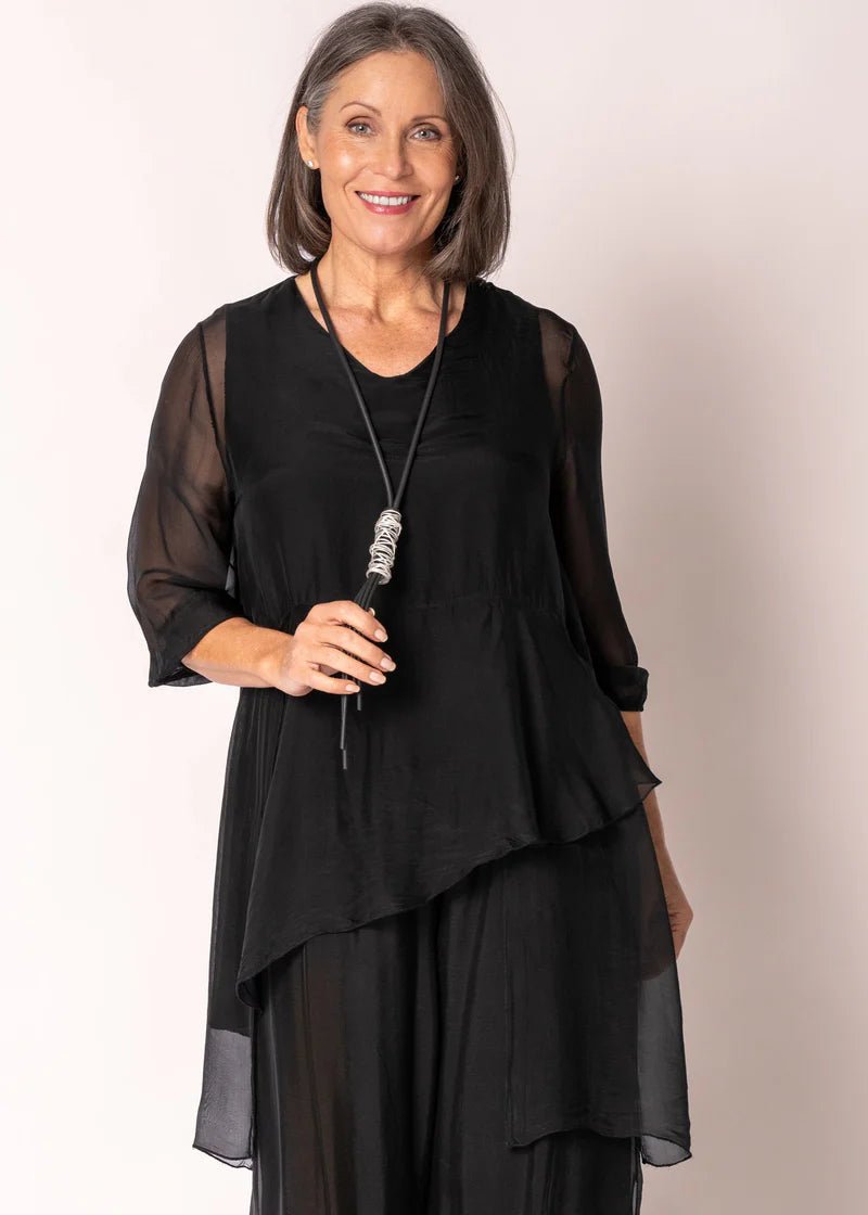 Floren Silk Top (Onyx) - Something For Me​​