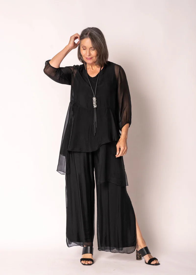 Floren Silk Top (Onyx) - Something For Me​​