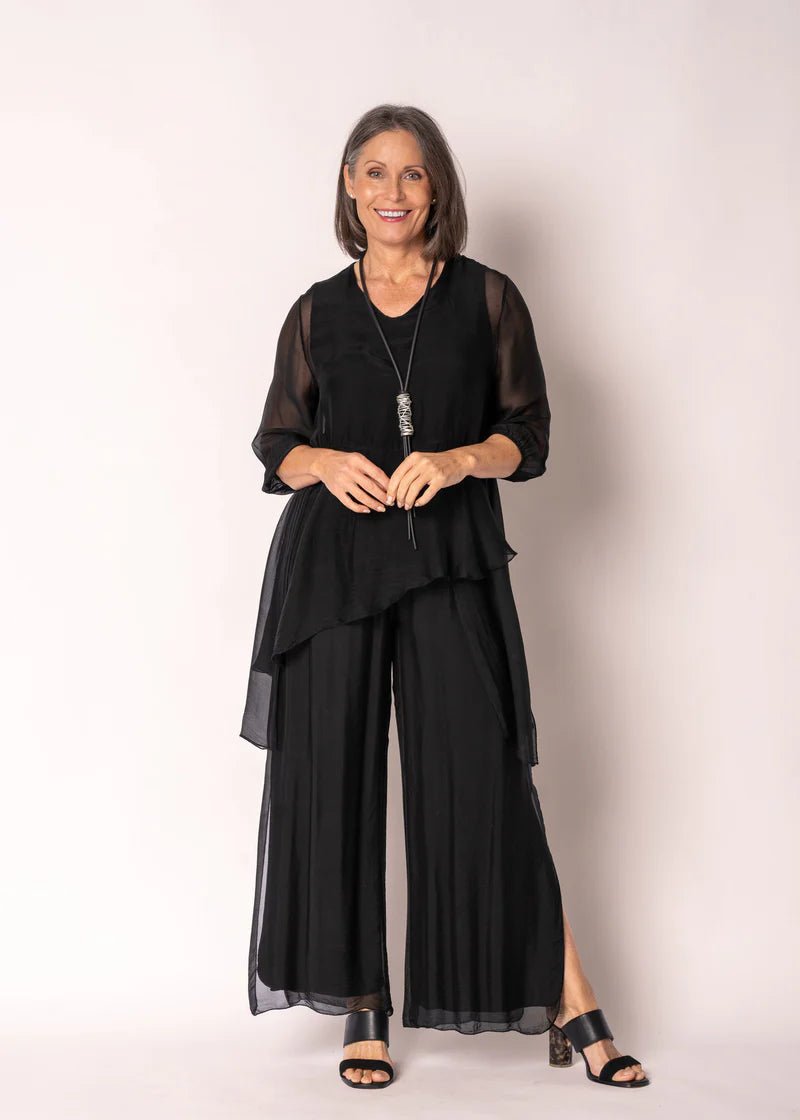 Floren Silk Top (Onyx) - Something For Me​​