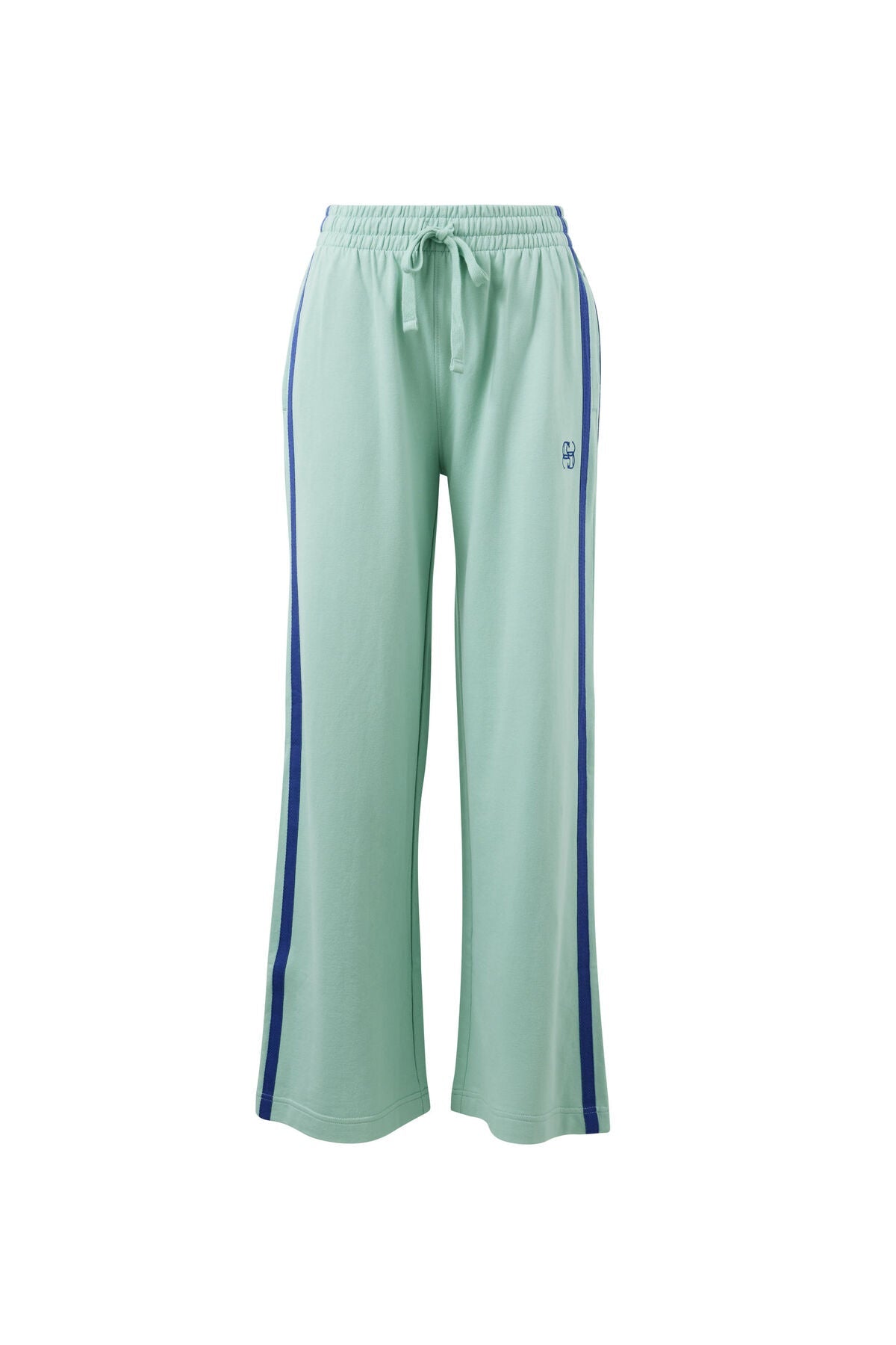 Gigi Wide Leg Terry Trackpant (Seafoam/Polo Blue Side Stripe) - Something For Me​​