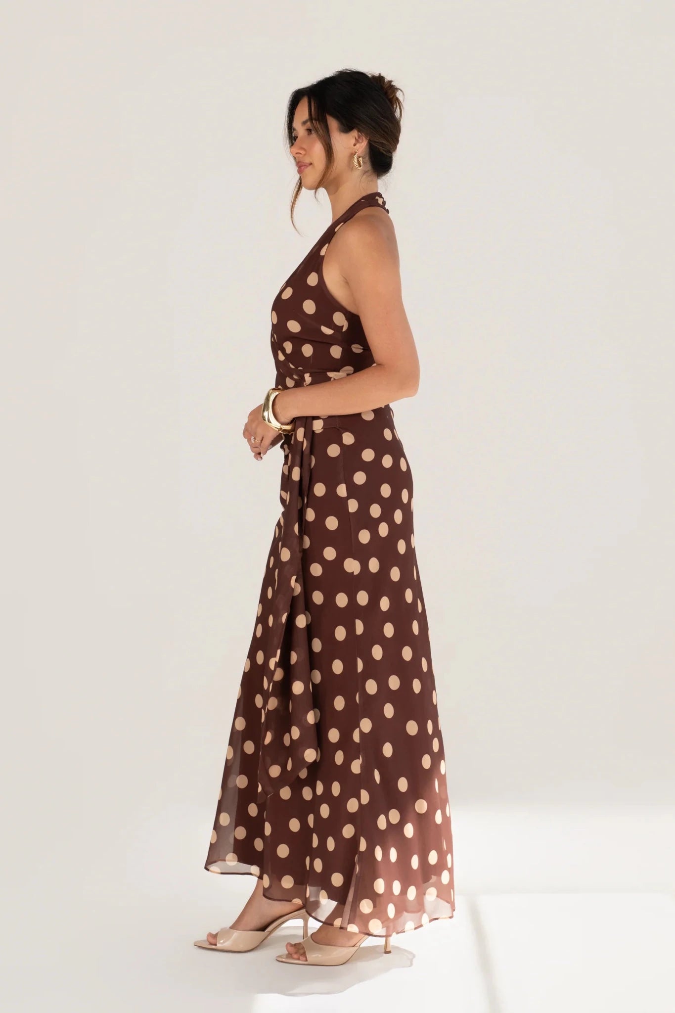 Givelle Maxi V - Neck Halter Dress (Polka) - Something For Me​​