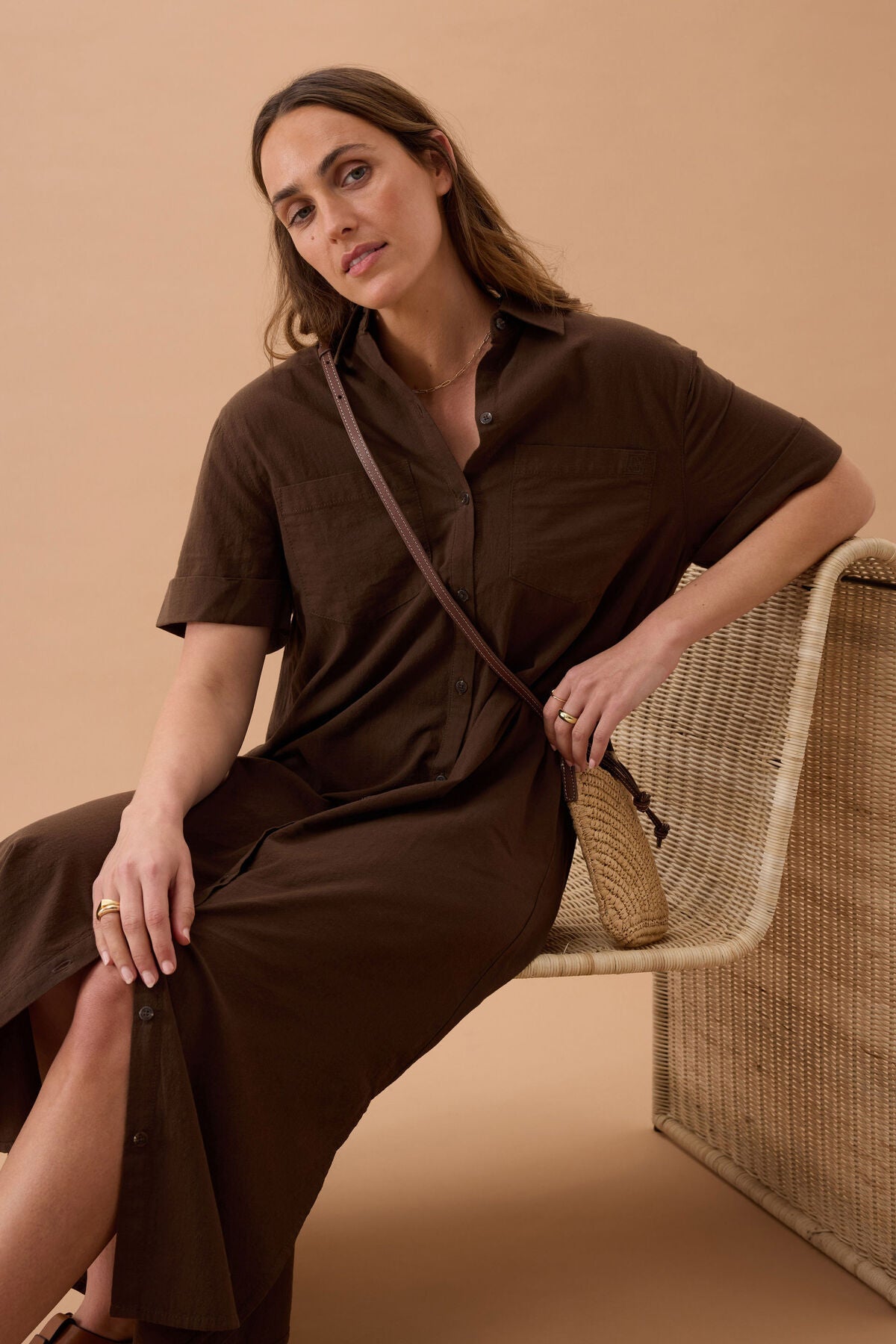 Hanna Midi Shirt Dress (Chocolate) - Something For Me​​