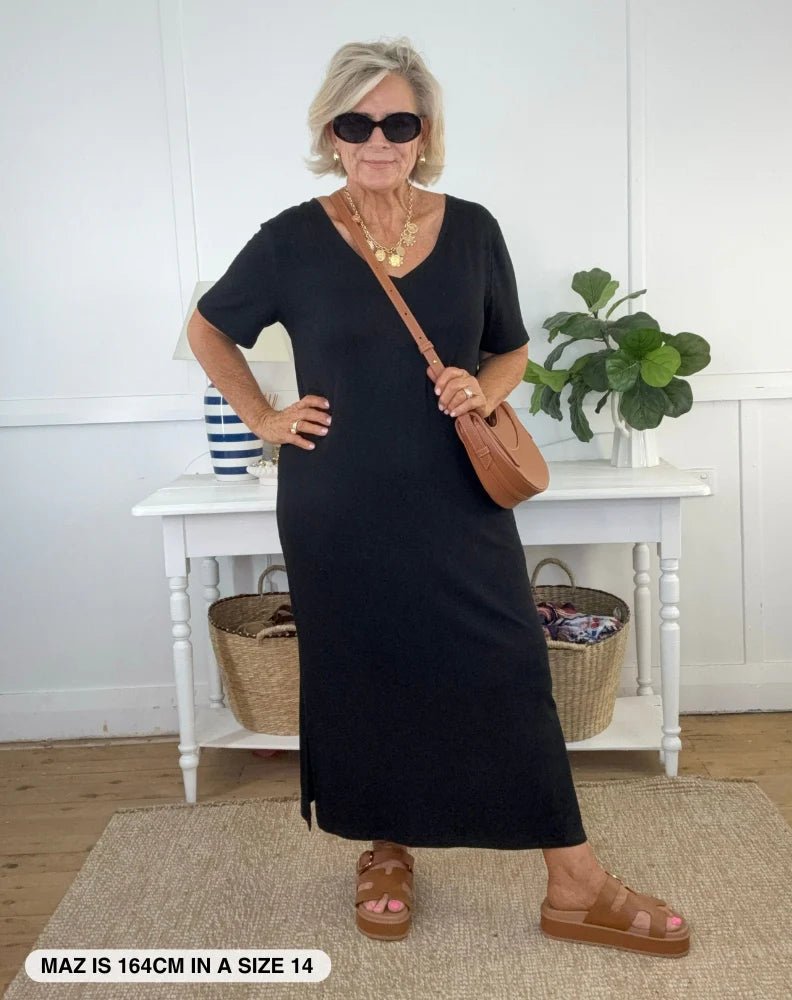 Harper Slip Dress (Black) - Something For Me​​