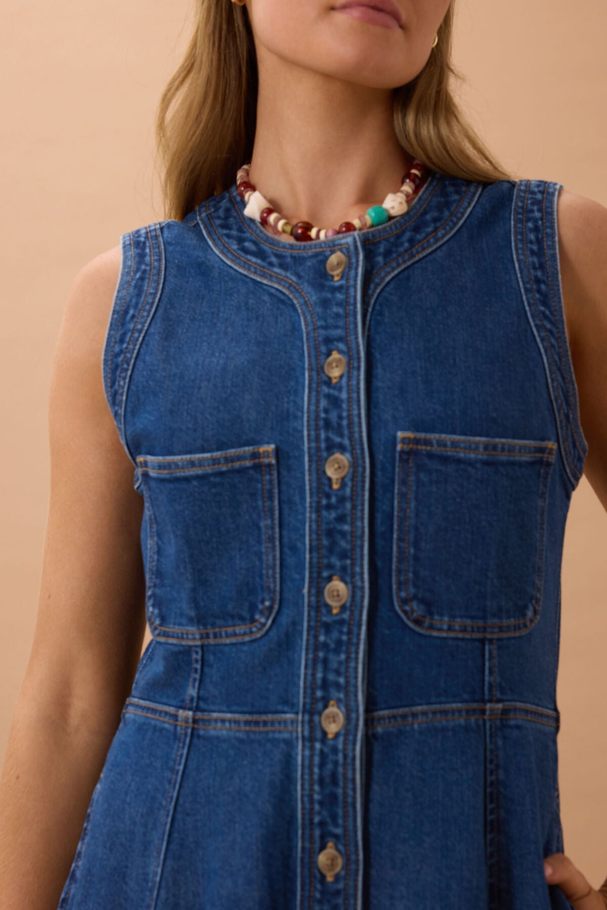 Hazel Sleeveless Midi Shirt Dress (Caspian Blue) - Something For Me​​