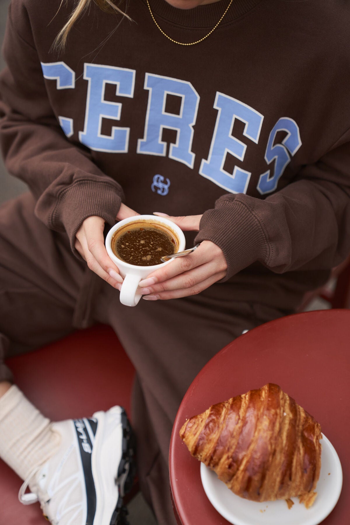 Isla Oversized Slouchy Crew (Brunette Brown Buff Sky Blue Heritage Logo) - Something For Me​​
