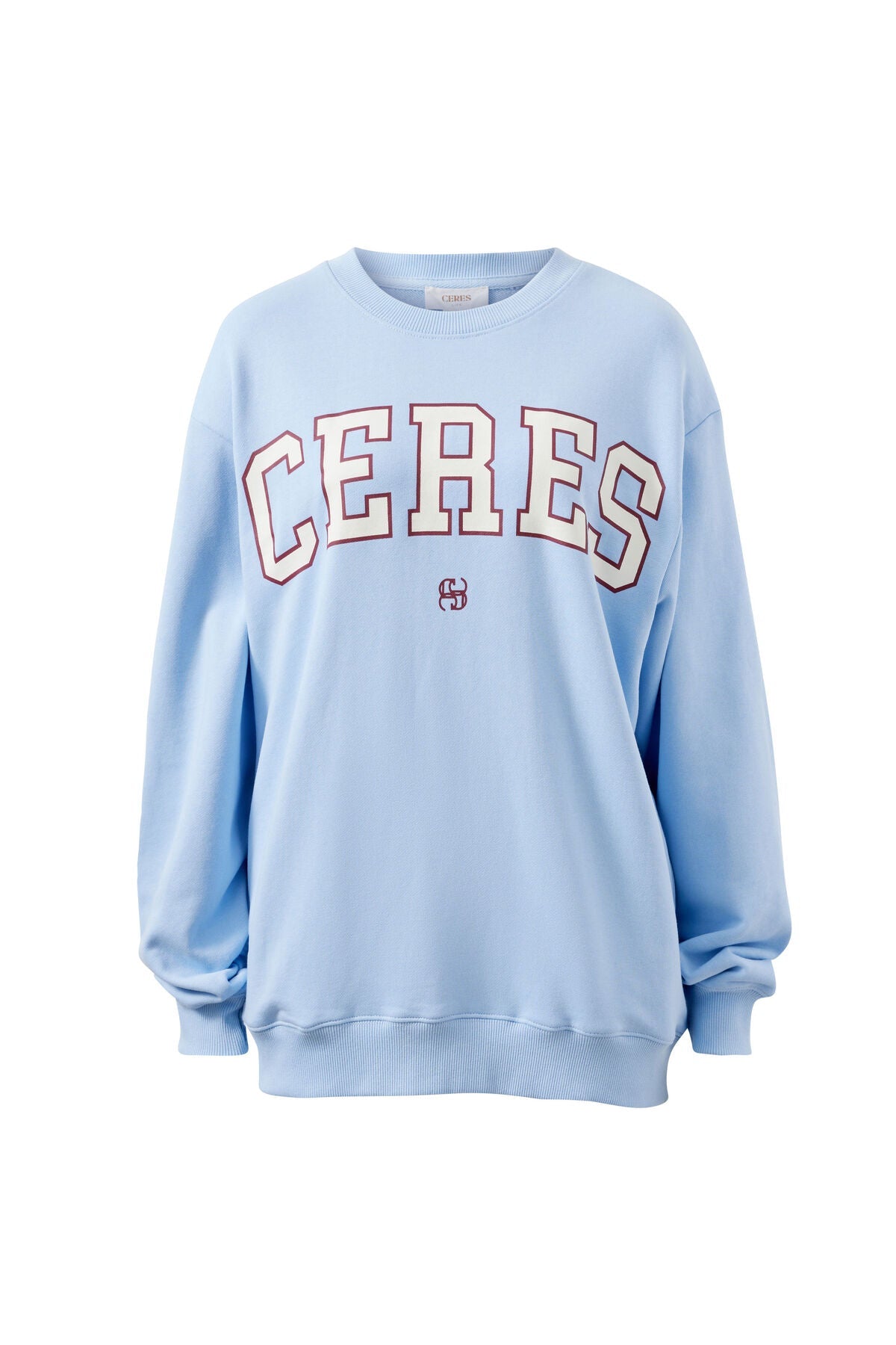 Isla Oversized Slouchy Crew (China Blue/Mulberry Heritage Outline) - Something For Me​​