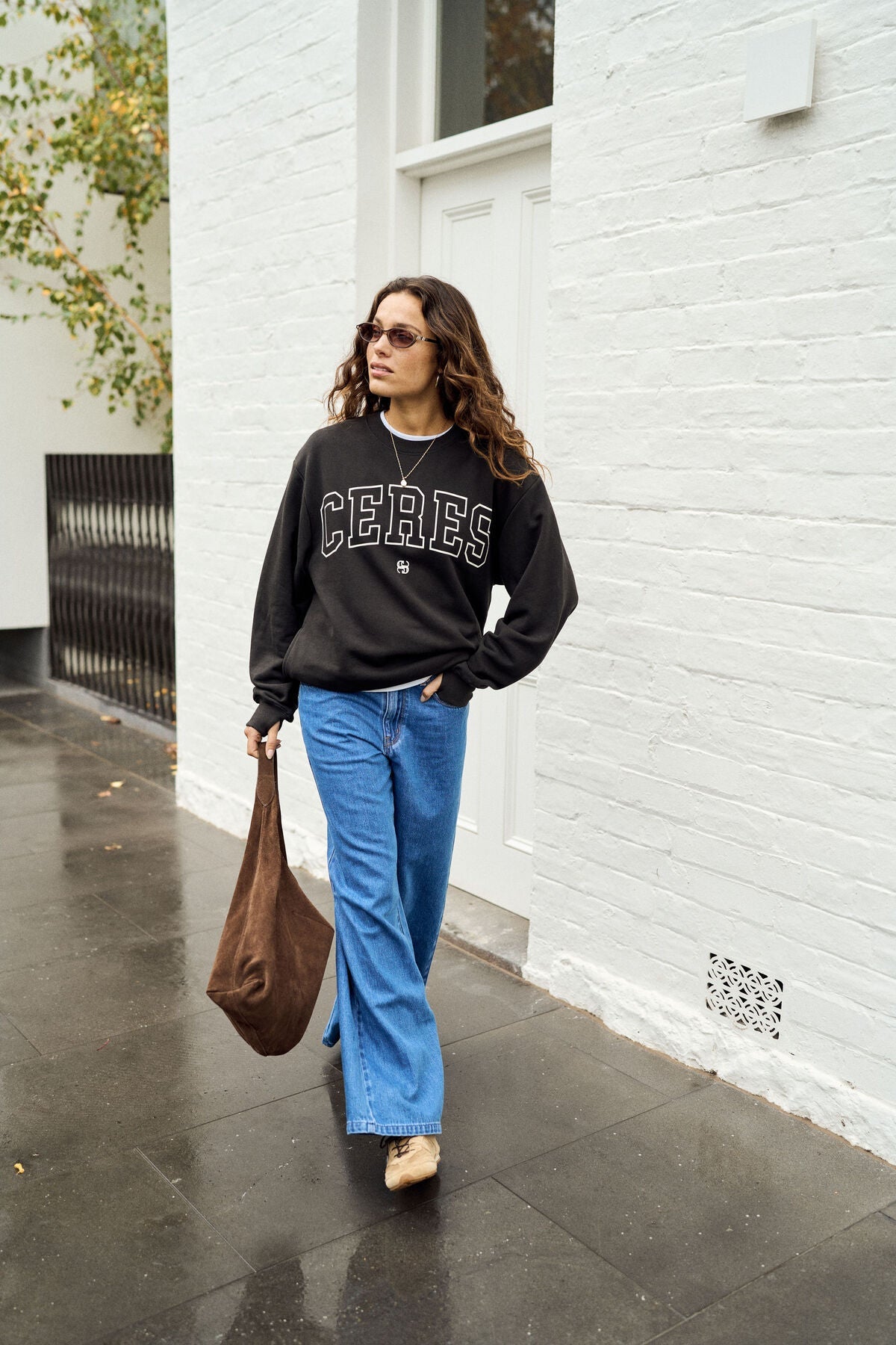 Isla Oversized Slouchy Crew (Phantom/White Heritage Outline) - Something For Me​​