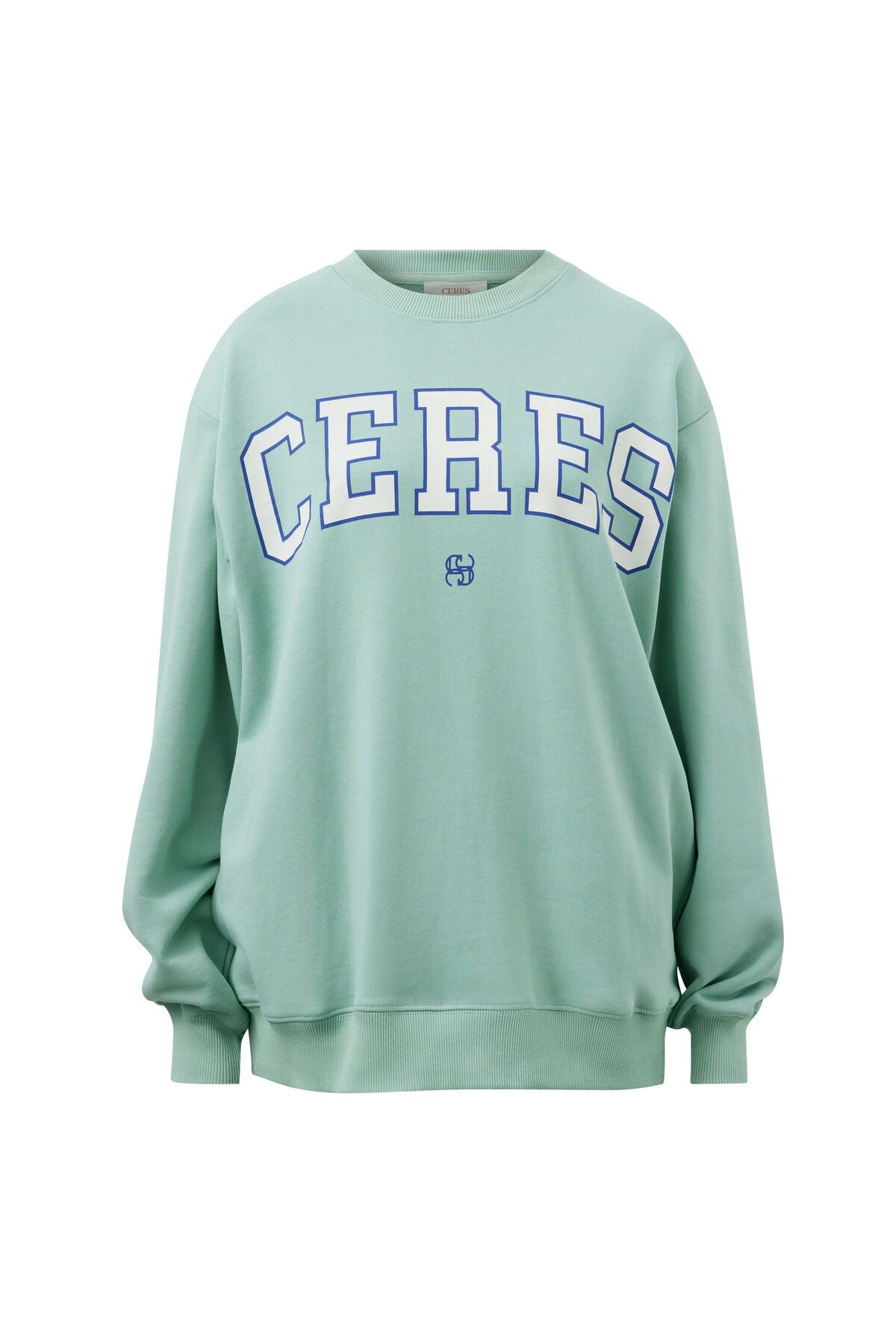 Isla Oversized Slouchy Crew (Seafoam/Polo Blue Heritage Logo) - Something For Me​​