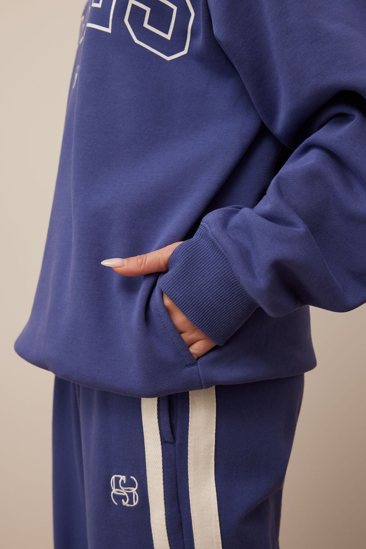 Isla Oversized Slouchy Crew (Washed Navy White Heritage Logo) - Something For Me​​