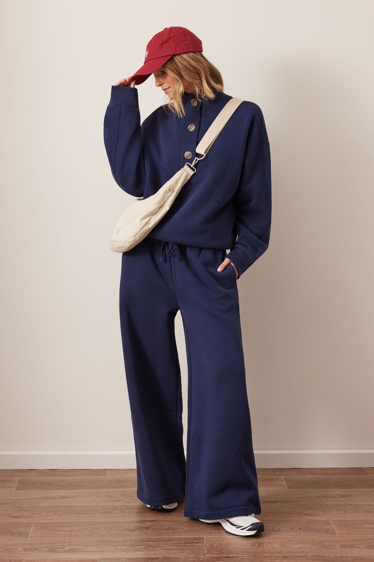 Ivy Wide Leg Trackpant (Heritage Navy) - Something For Me​​