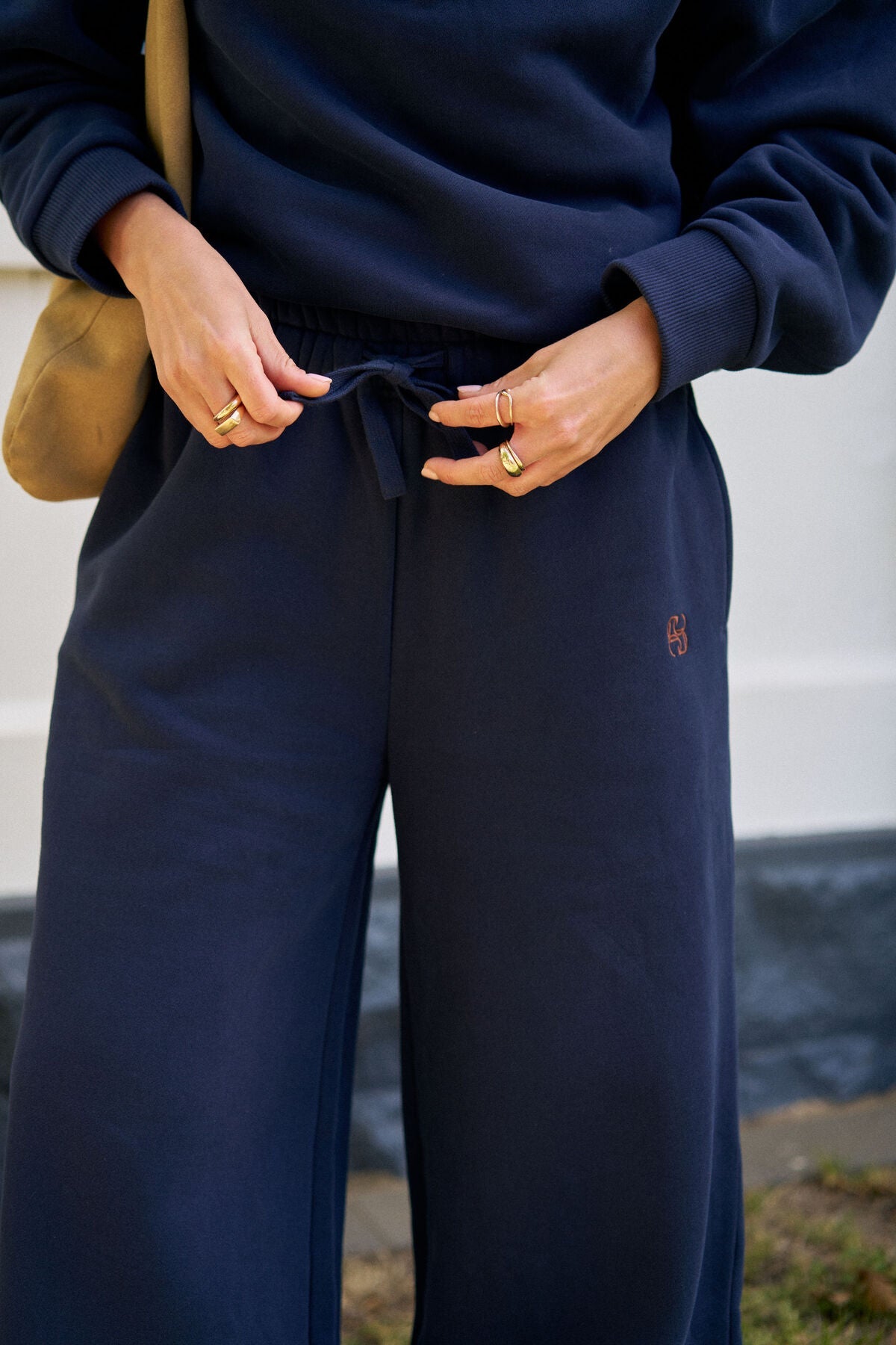 Ivy Wide Leg Trackpant (Heritage Navy) - Something For Me​​