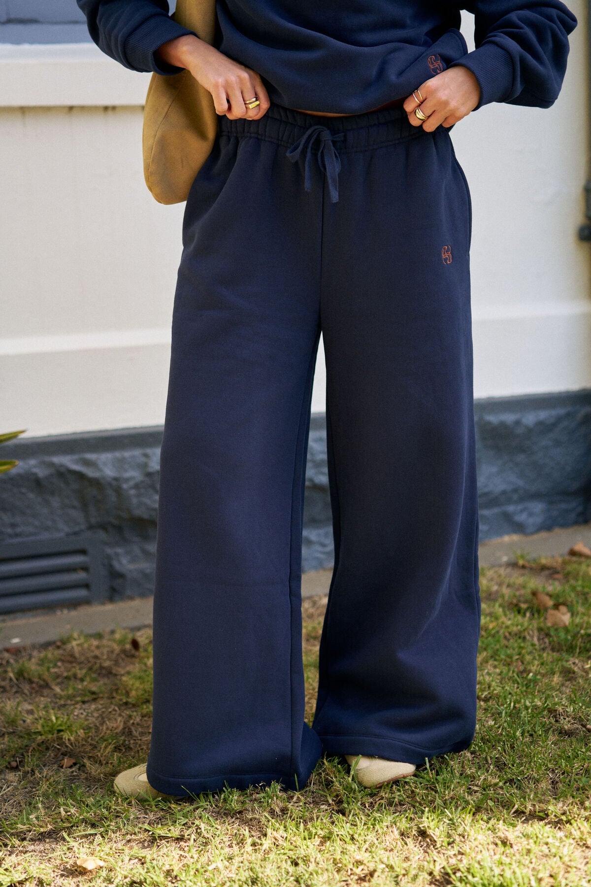 Ivy Wide Leg Trackpant (Heritage Navy) - Something For Me​​