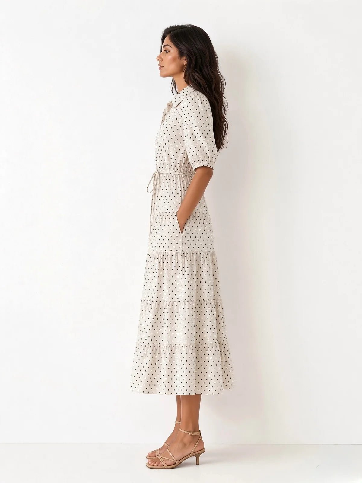 Jane Linen Dress (Navy Square) - Something For Me​​