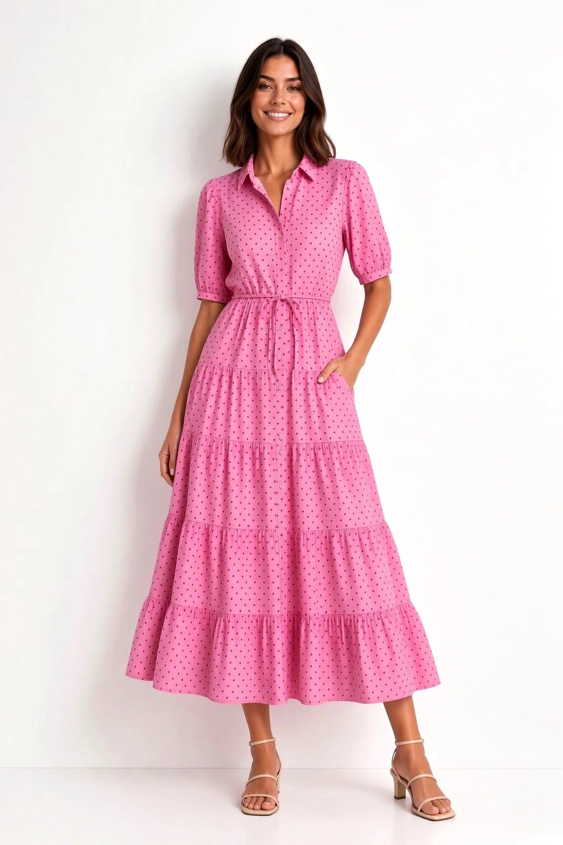 Jane Linen Dress (Red Square) - Something For Me​​