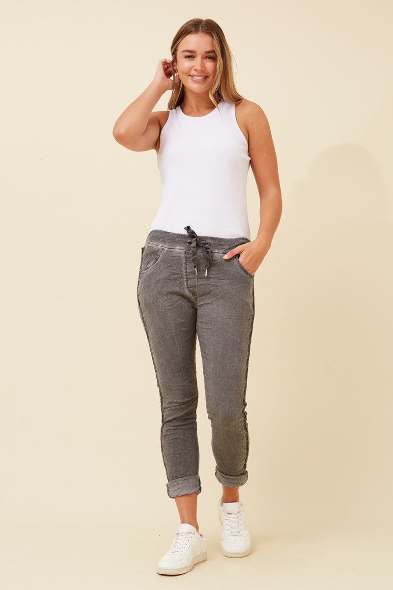 Janja Diamante Detail Jogger Pants (Dark Grey) - Something For Me​​
