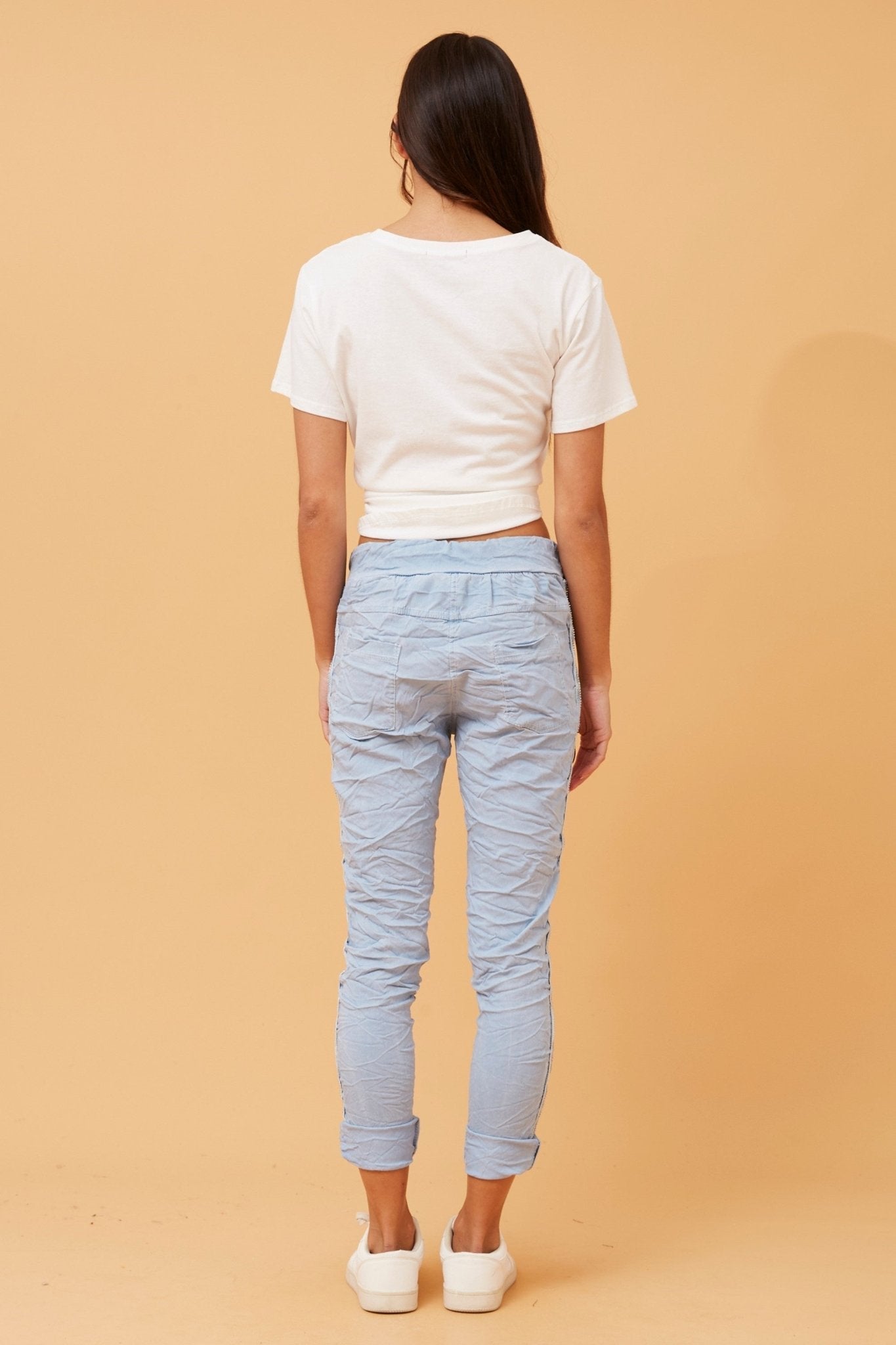 Janja Diamante Detail Jogger Pants (Light Denim) - Something For Me​​
