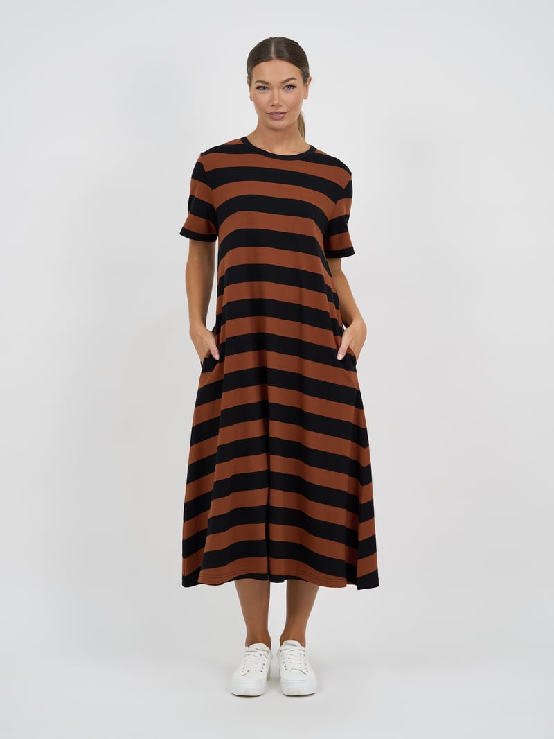 Jersey Stripe Dress (Chocolate) - Something For Me​​