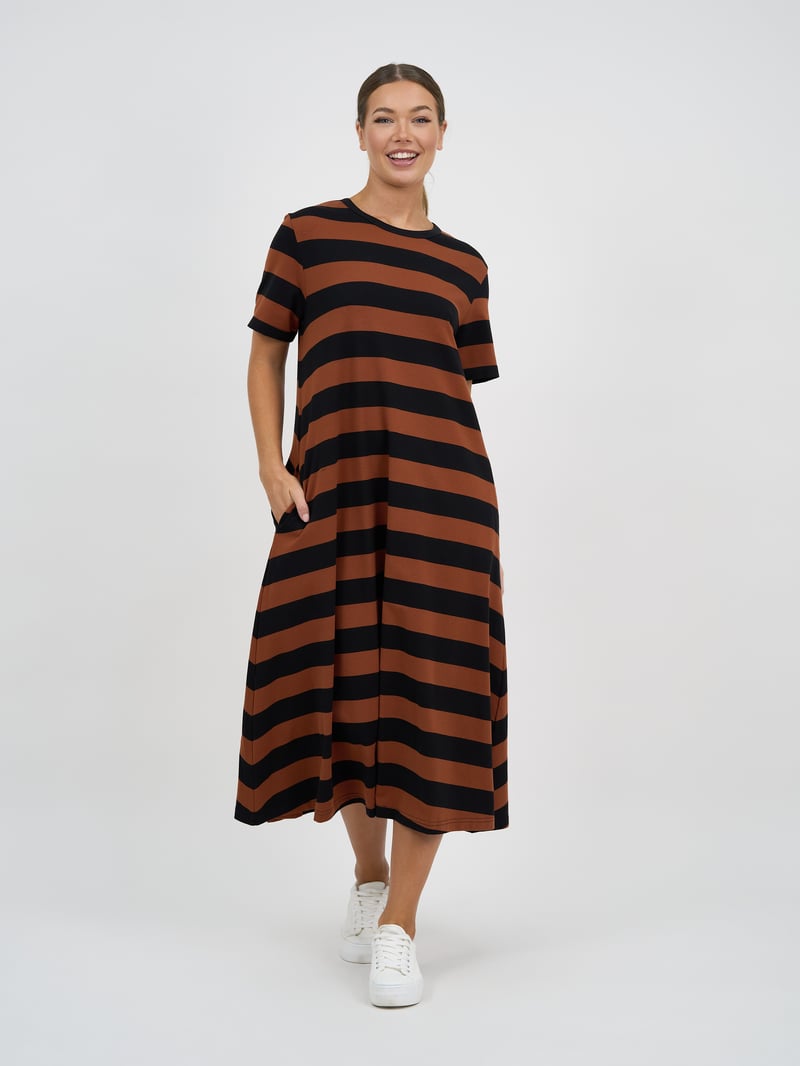 Jersey Stripe Dress (Chocolate) - Something For Me​​