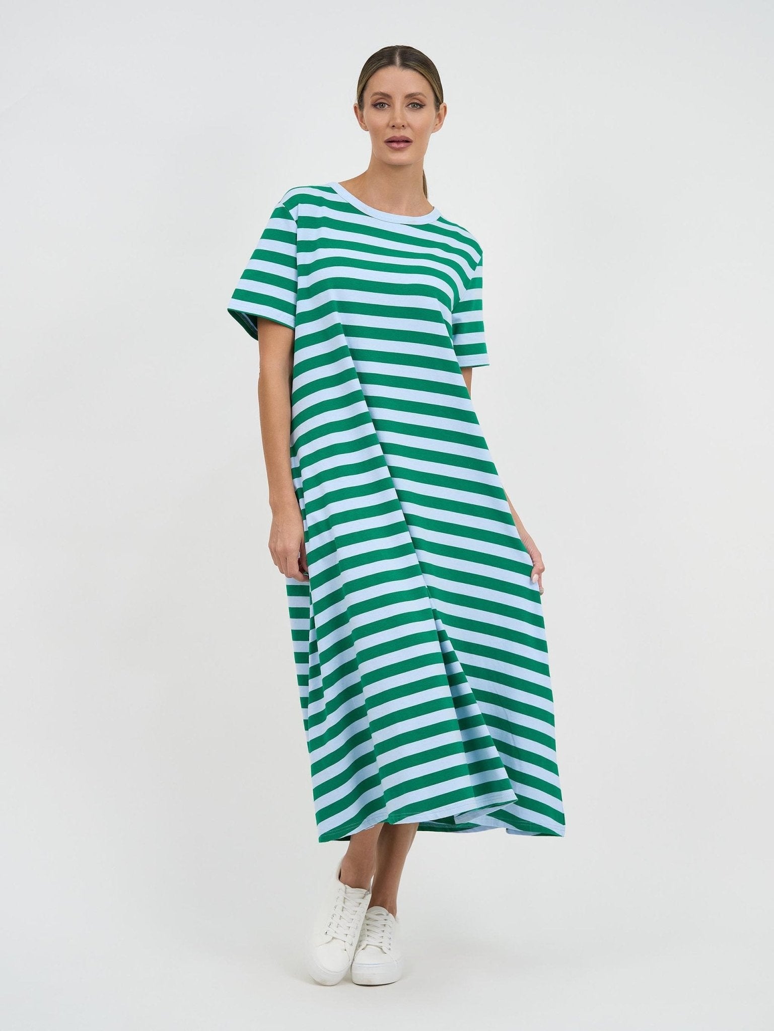 Jersey Stripe Dress (Green) - Something For Me​​