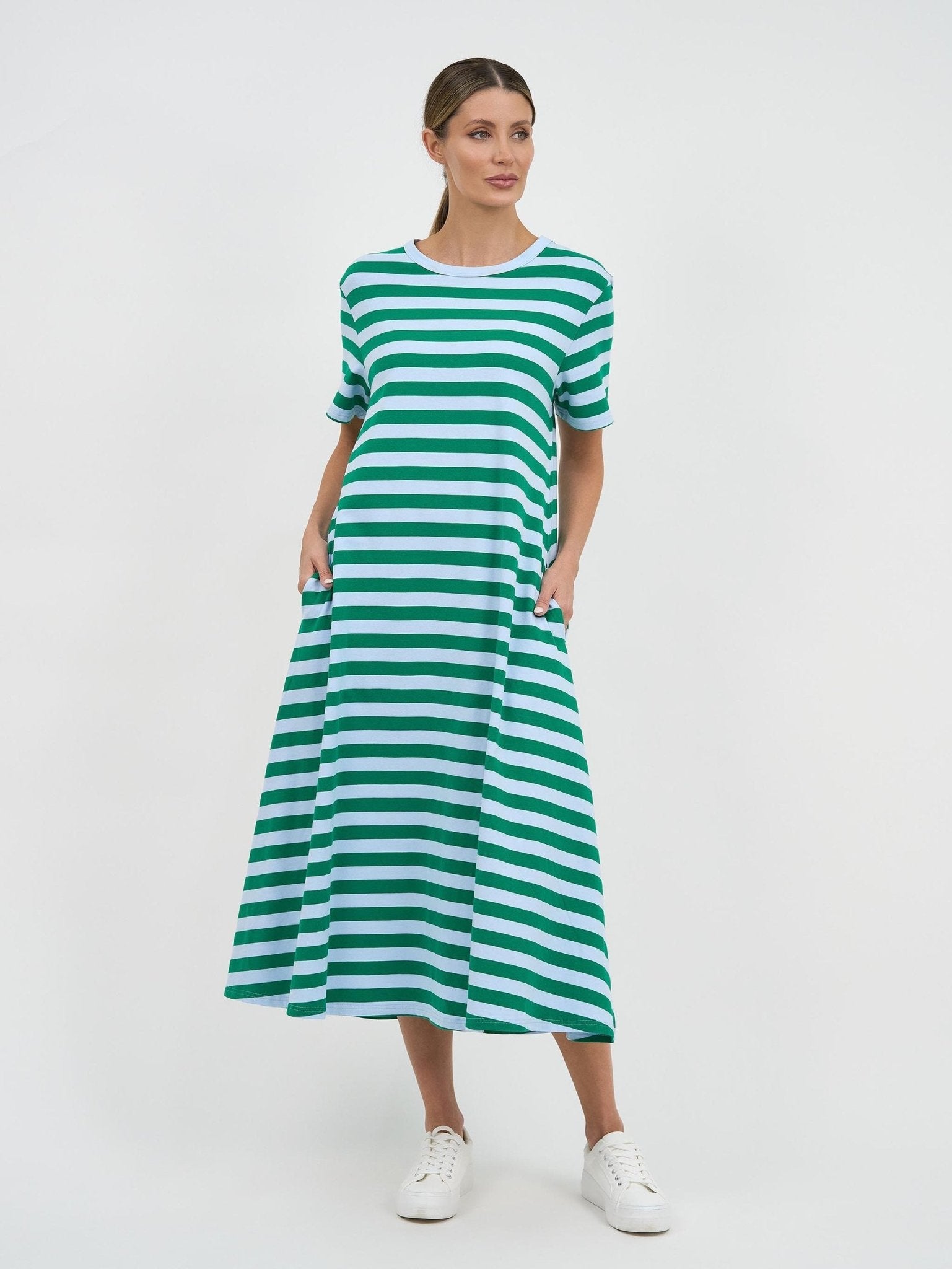 Jersey Stripe Dress (Green) - Something For Me​​