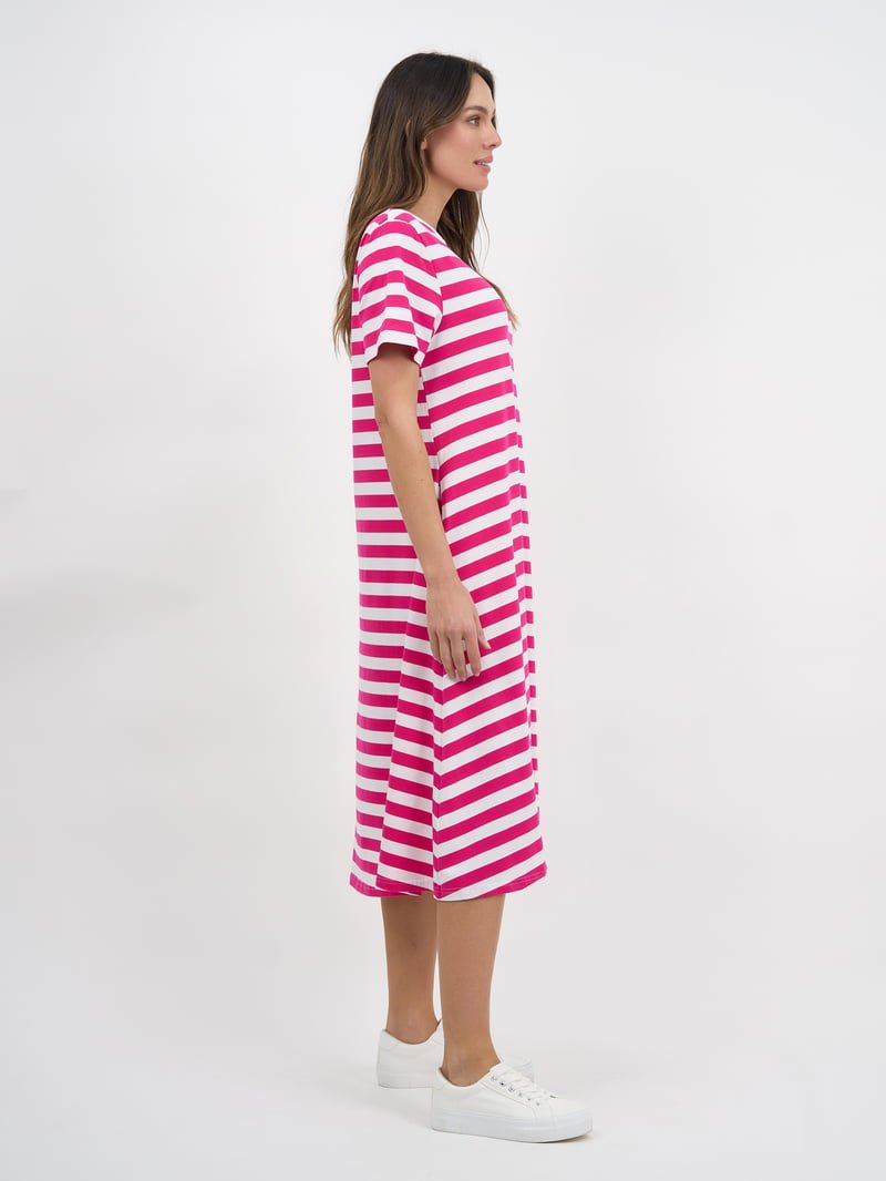 Jersey Stripe Dress (Hot Pink/White) - Something For Me​​