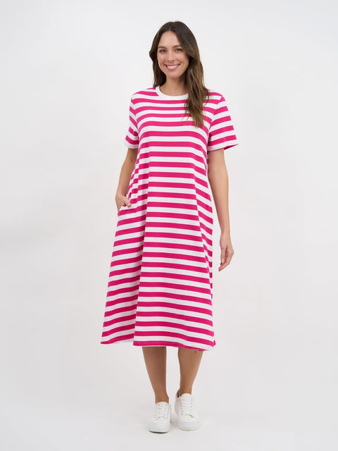 Jersey Stripe Dress (Hot Pink/White) - Something For Me Jersey Stripe Dress (Hot Pink/White) - Something For Me