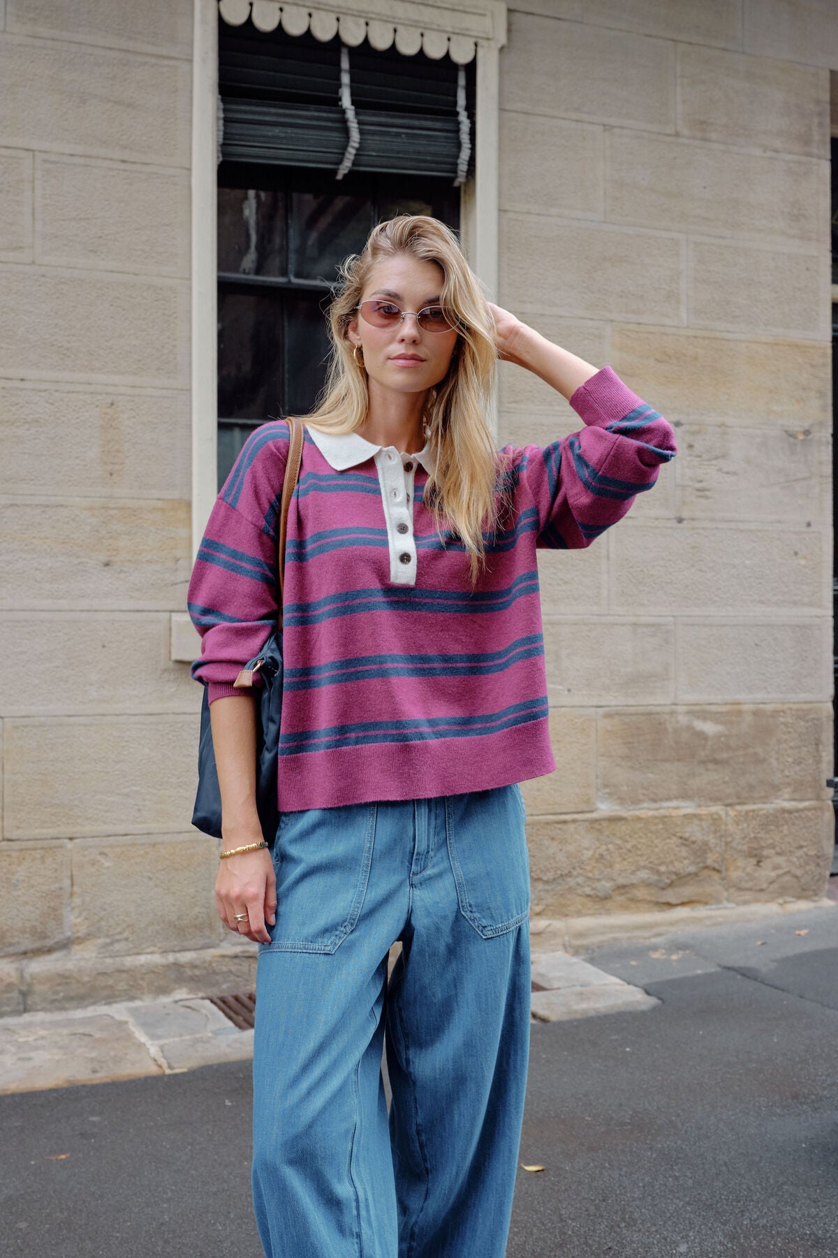 Jessa Rugby Knit (Washed Burgundy Stripe) - Something For Me​​