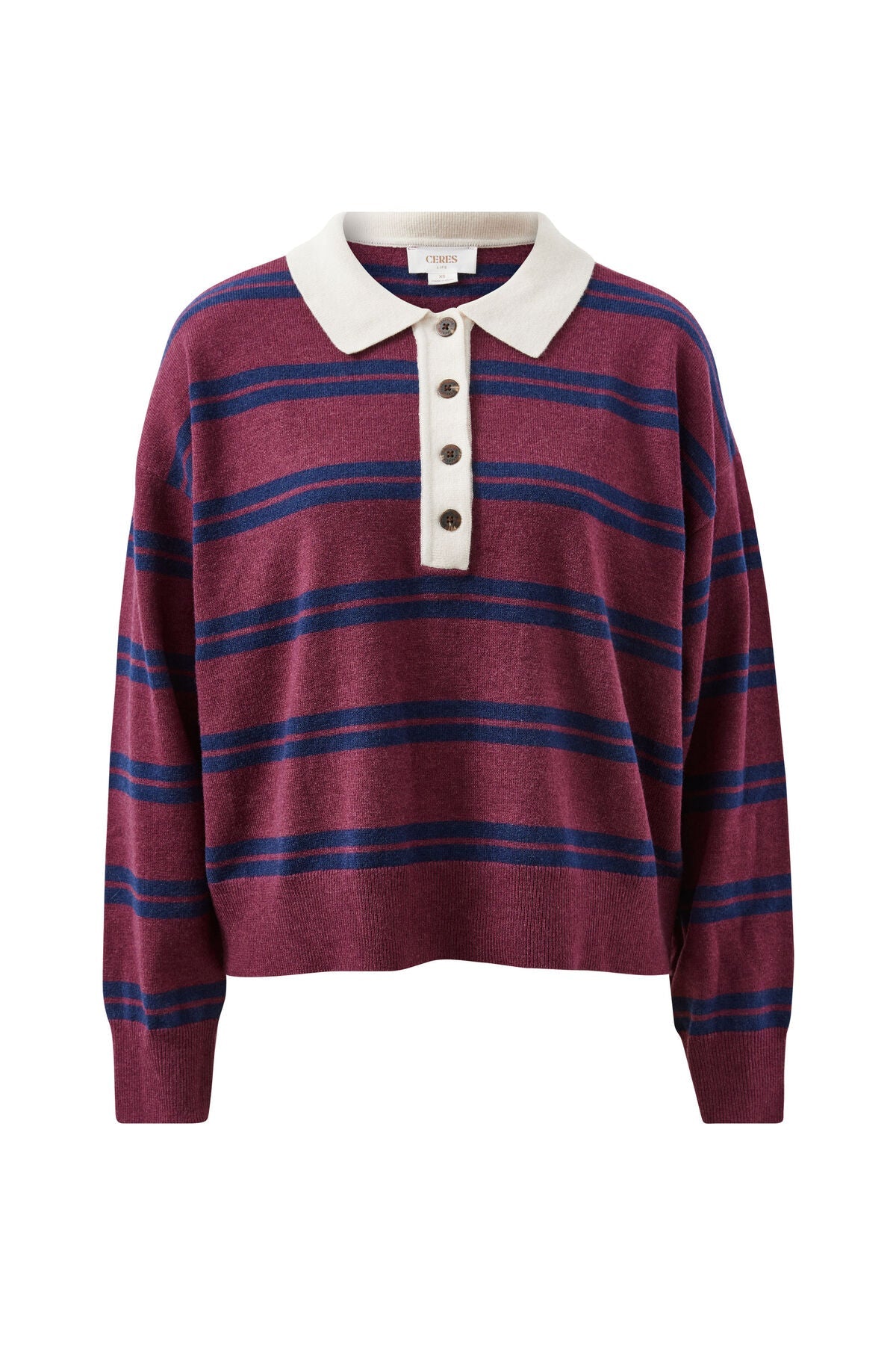 Jessa Rugby Knit (Washed Burgundy Stripe) - Something For Me​​