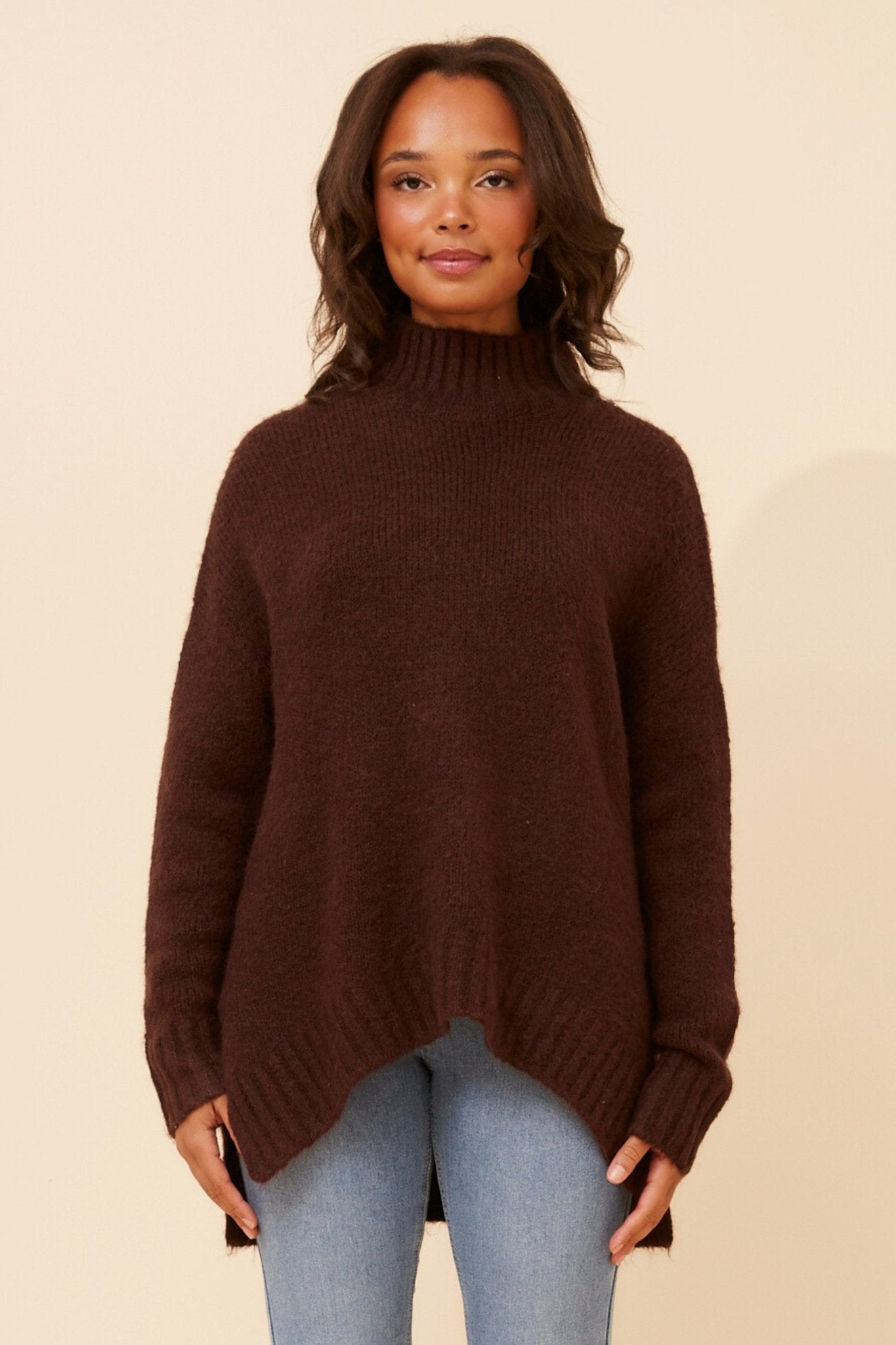 Juliana Wool Blend Pullover (Chocolate) - Something For Me​​