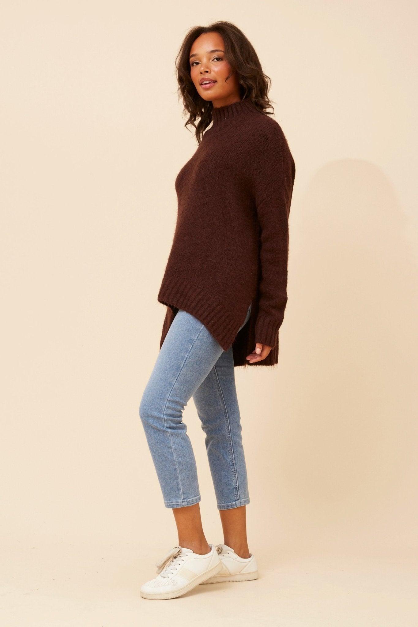 Juliana Wool Blend Pullover (Chocolate) - Something For Me​​