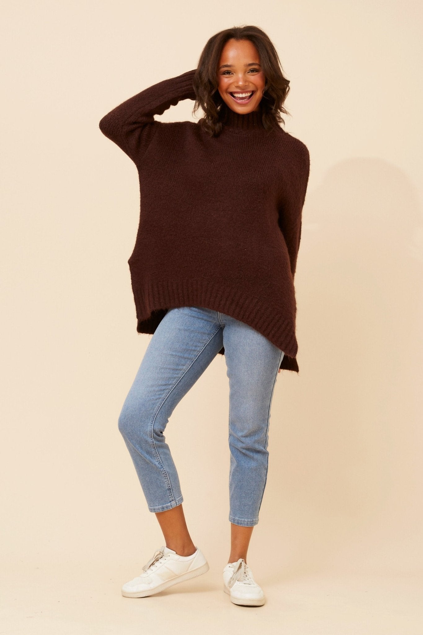 Juliana Wool Blend Pullover (Chocolate) - Something For Me​​