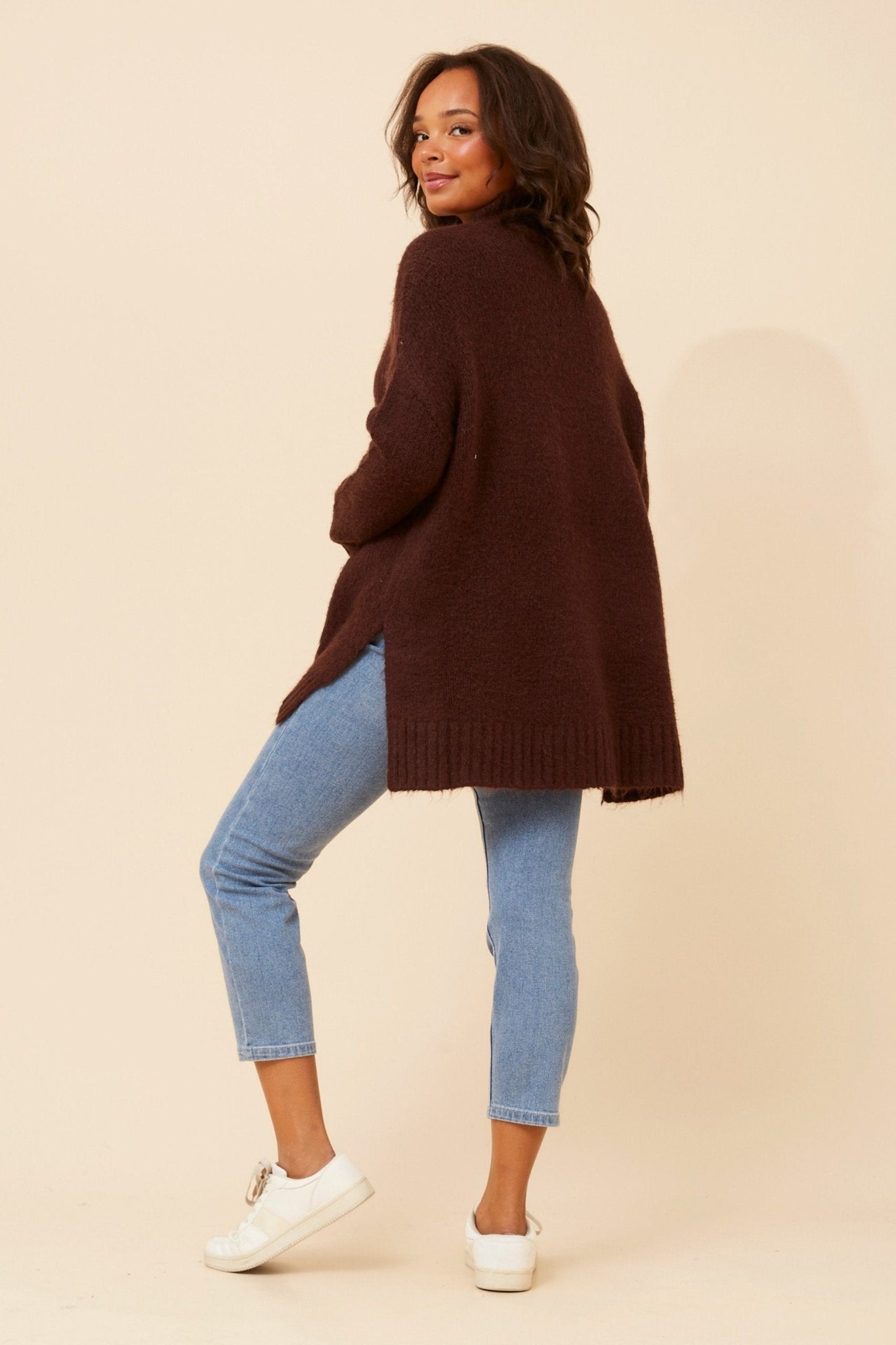 Juliana Wool Blend Pullover (Chocolate) - Something For Me​​