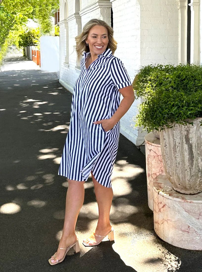 Karina Dress (Navy Stripe) - Something For Me​​
