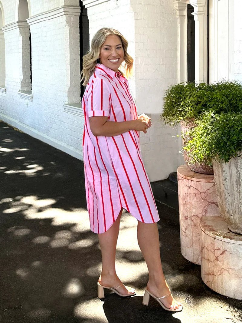 Karina Dress (Pink Stripe) - Something For Me​​