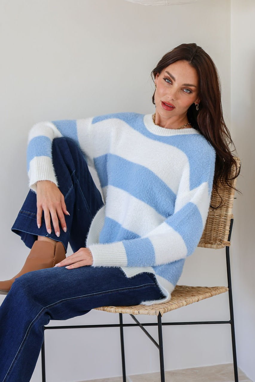 Kay Pullover Knit (Blue/Ivory) - Something For Me​​