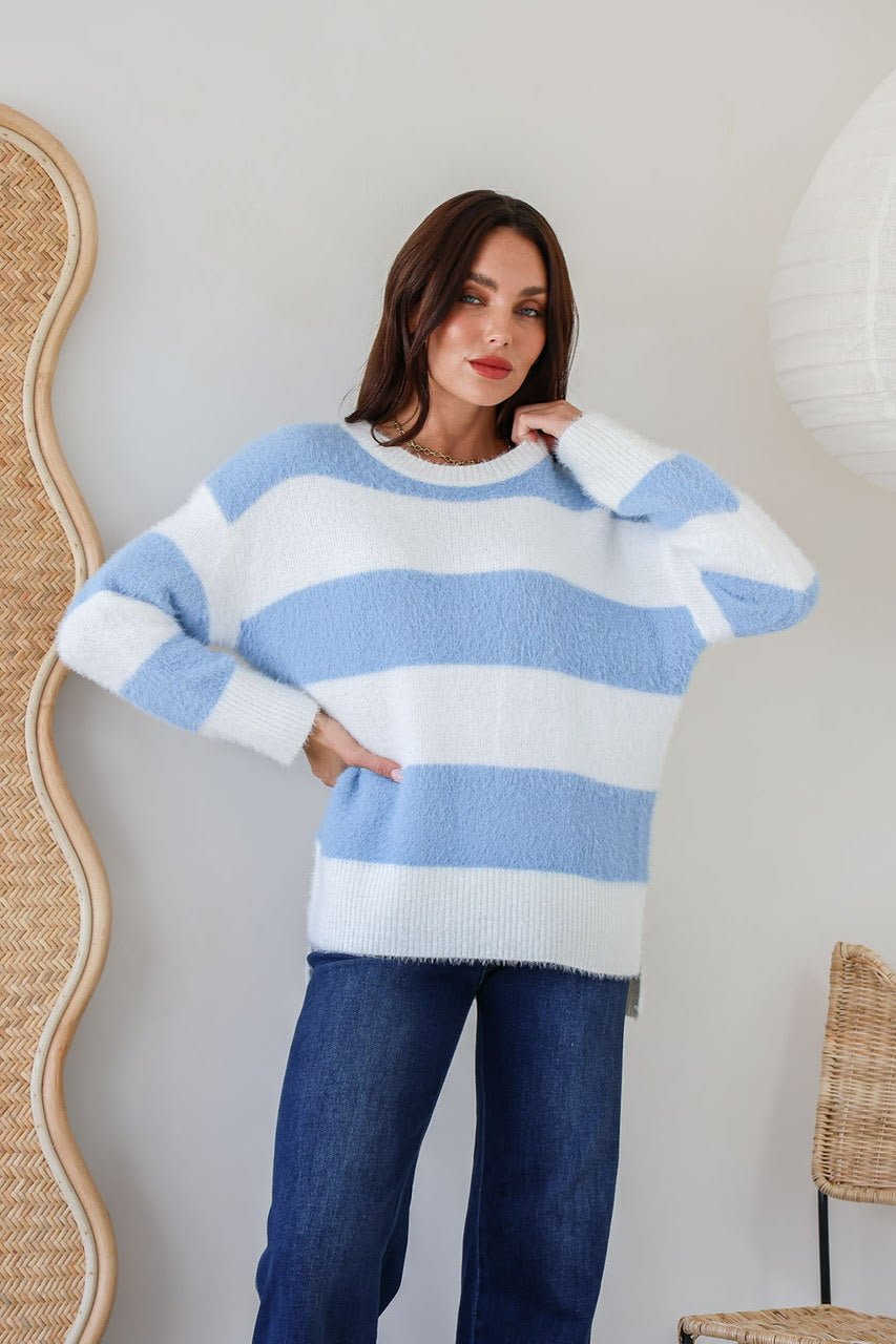 Kay Pullover Knit (Blue/Ivory) - Something For Me​​