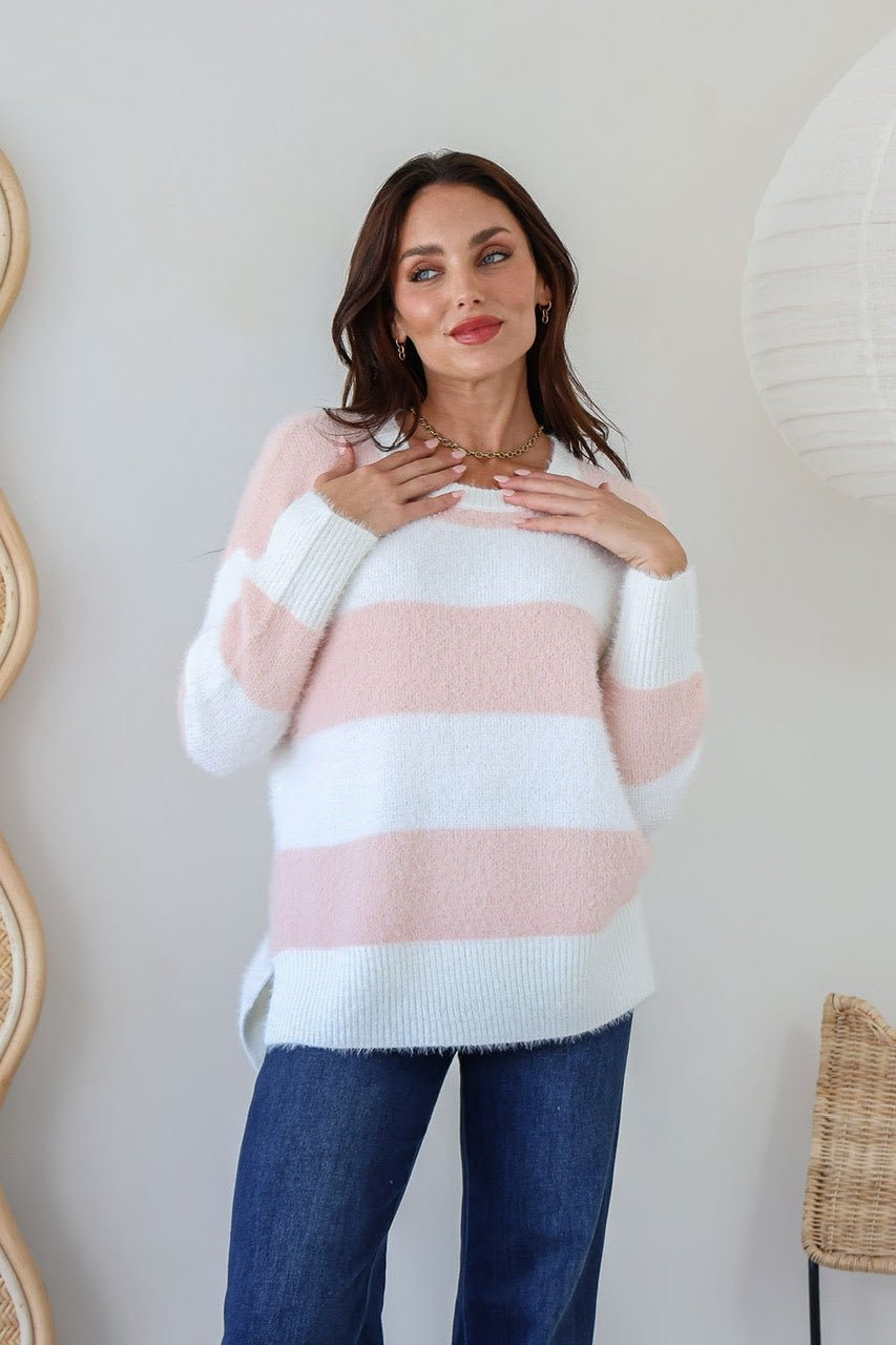 Kay Pullover Knit (Blush/Ivory) - Something For Me​​