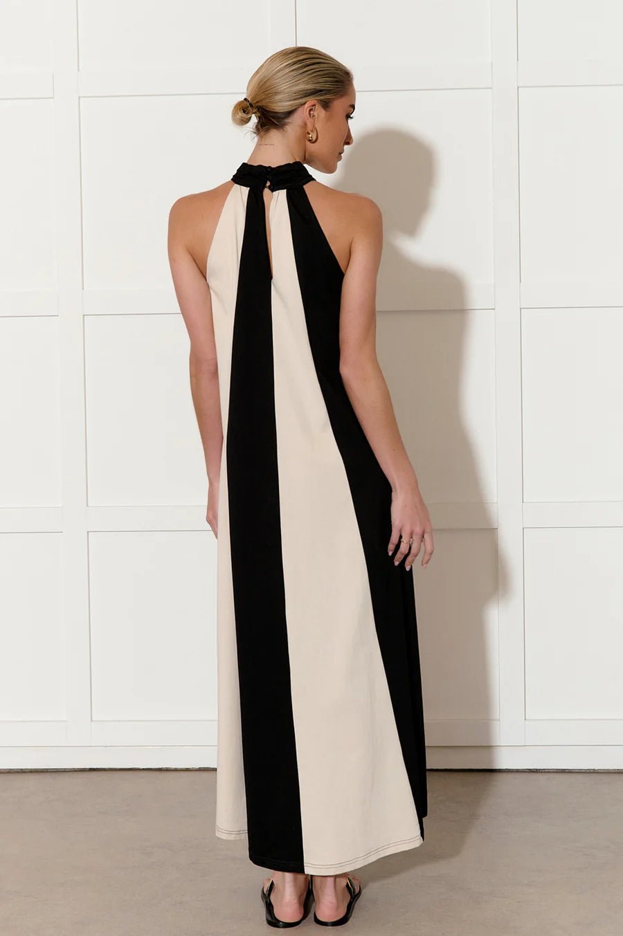 Kendra Contrast Panelled Maxi Dress (Black) - Something For Me​​