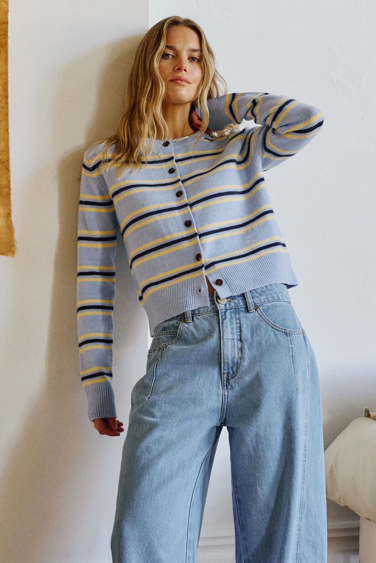 Laine Long Sleeve Knit Cardi (Blue Stripe) - Something For Me​​