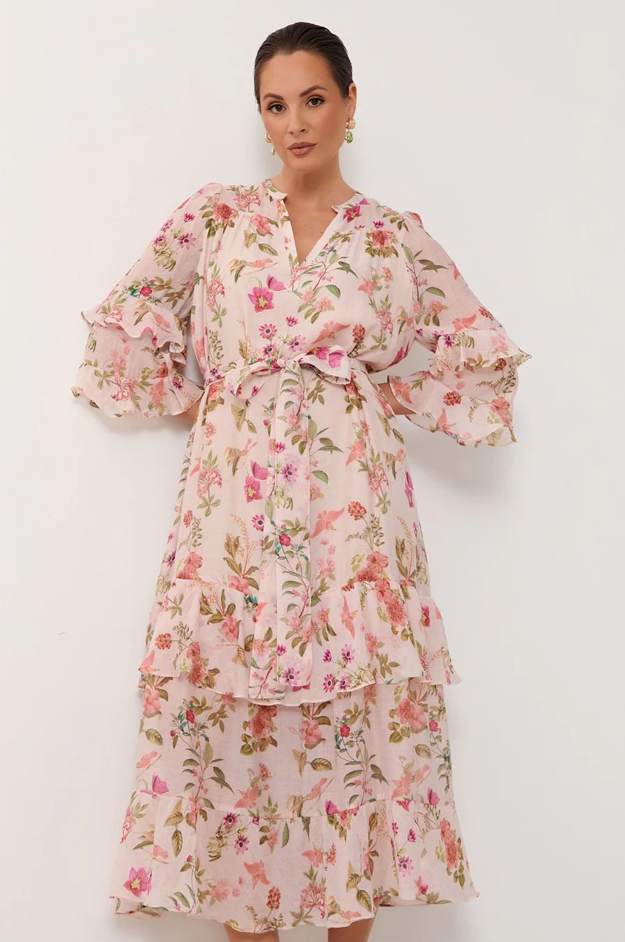 Larissa Frill 3/4 Sleeve Dress (Print)  - Something For Me​​