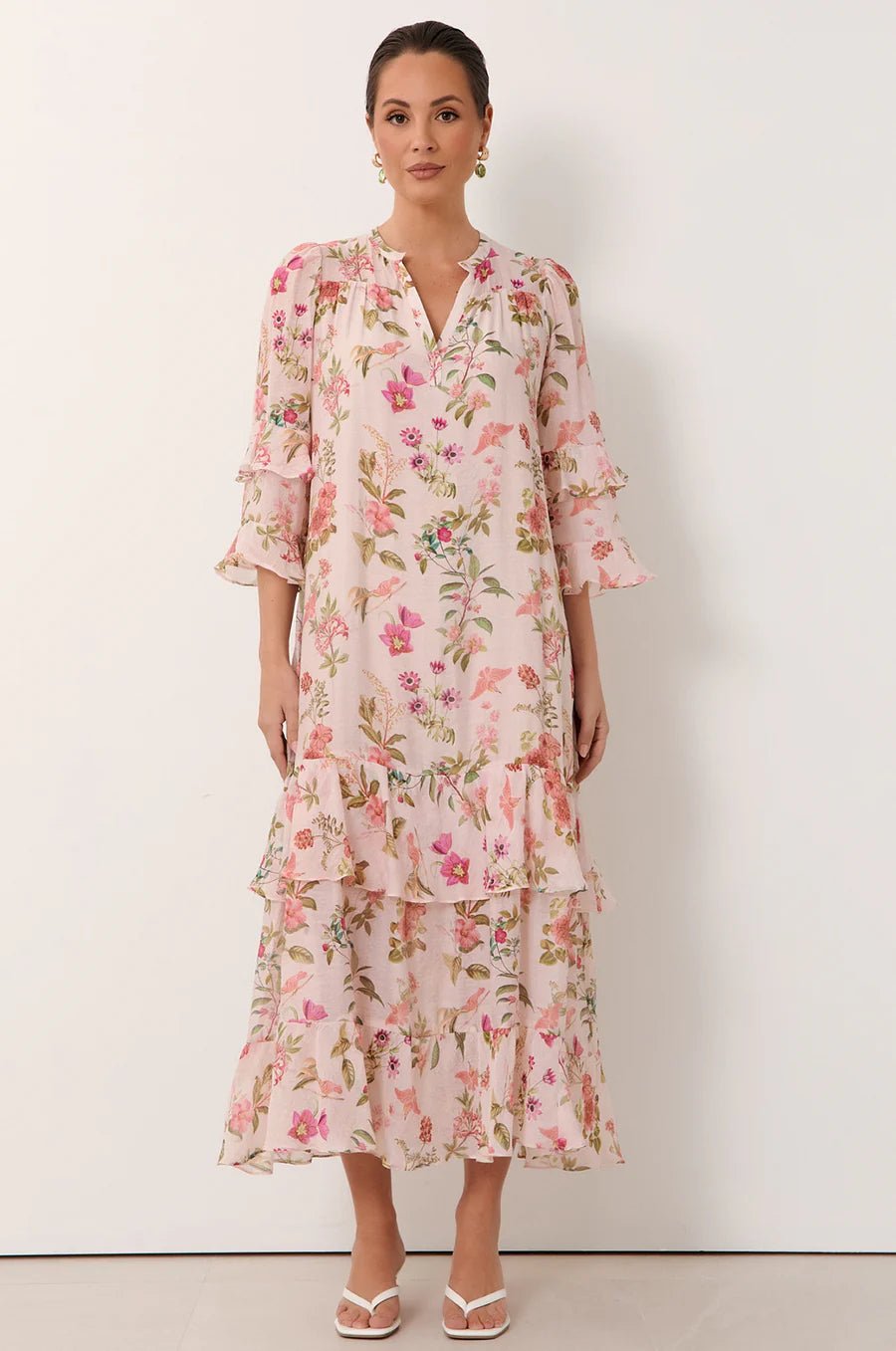 Larissa Frill 3/4 Sleeve Dress (Print)  - Something For Me​​