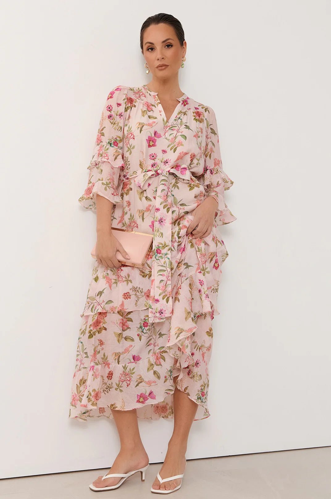 Larissa Frill 3/4 Sleeve Dress (Print)  - Something For Me​​