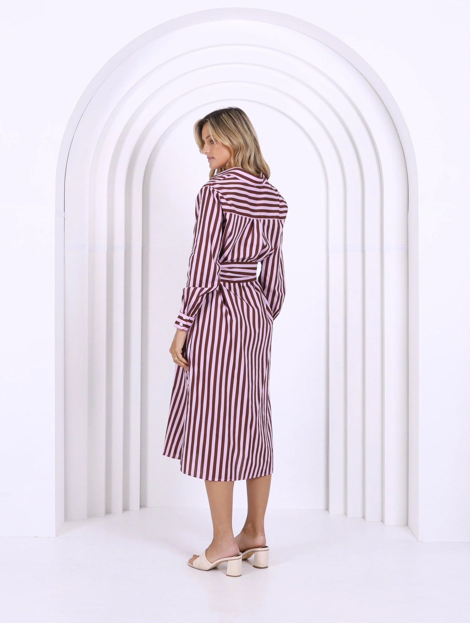Lika Dress (Choco Pink Stripes) - Something For Me​​