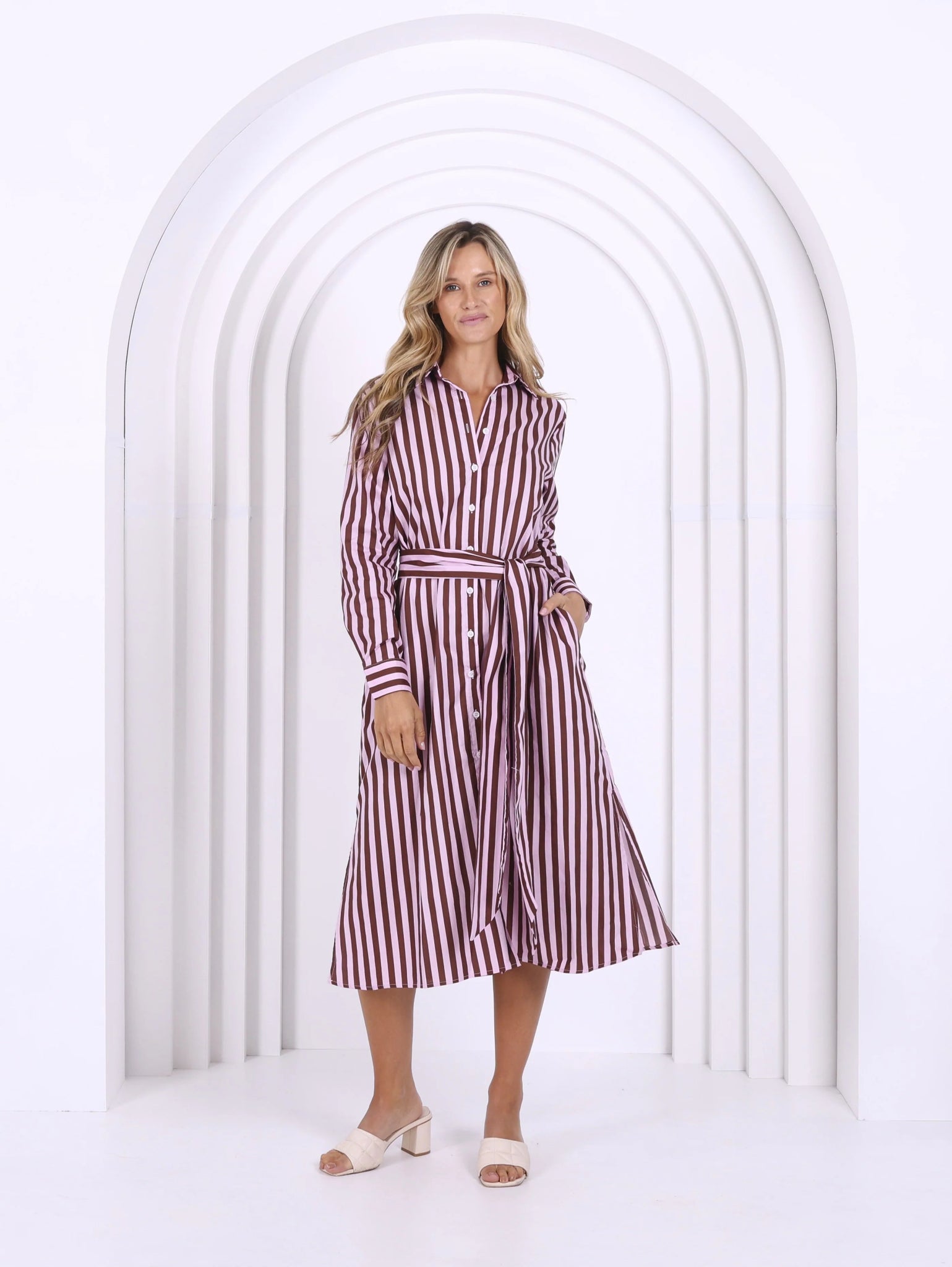 Lika Dress (Choco Pink Stripes) - Something For Me​​