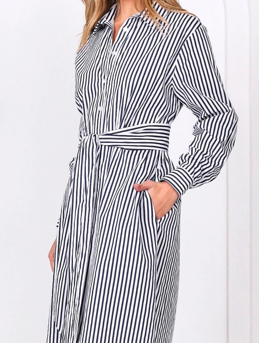 Lika Dress (Navy Stripes) - Something For Me​​