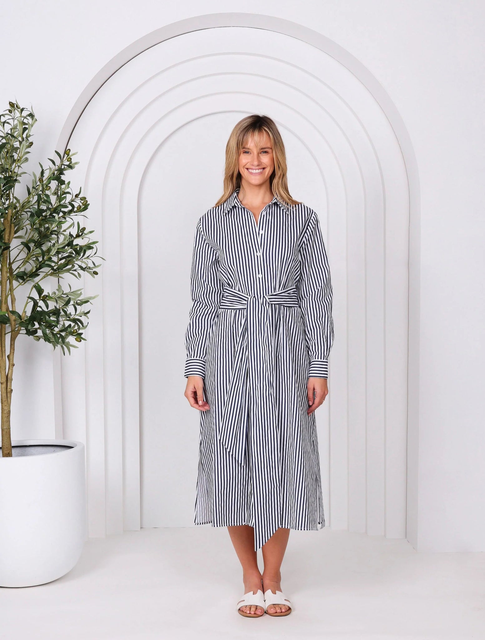 Lika Dress (Navy Stripes) - Something For Me​​