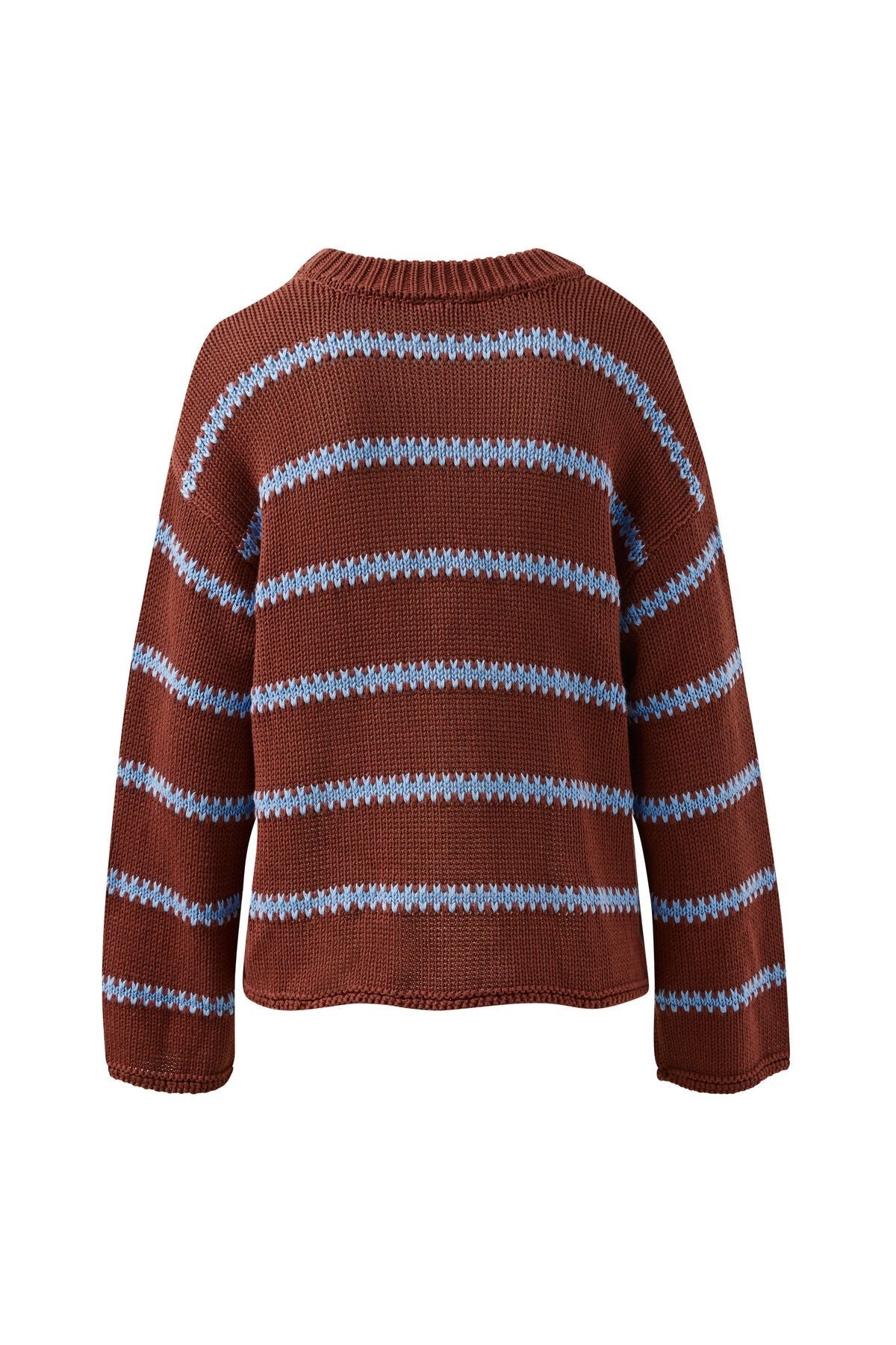 Lila Oversized Knit Crew (Burnt Toffee Stripe) - Something For Me​​